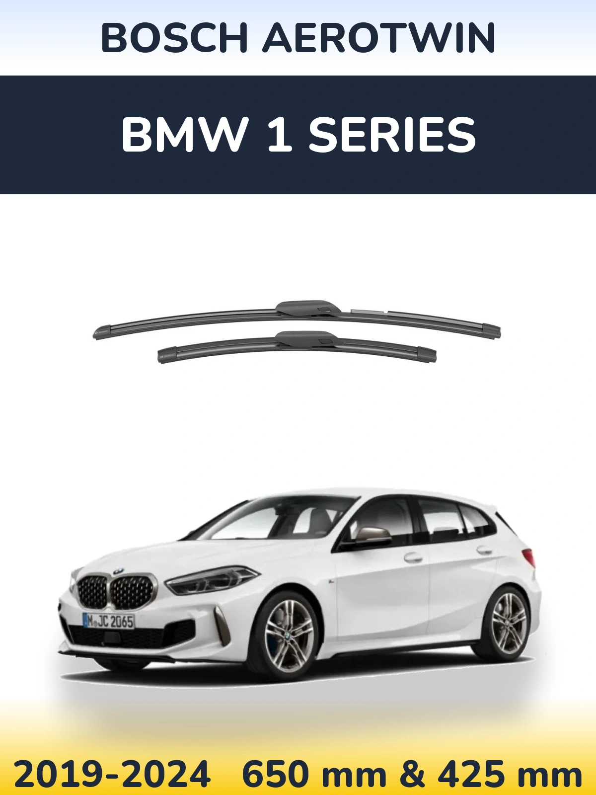 Front wiper blade set BOSCH AeroTwin 650 & 425 mm for BMW 1 Series 2019-2024