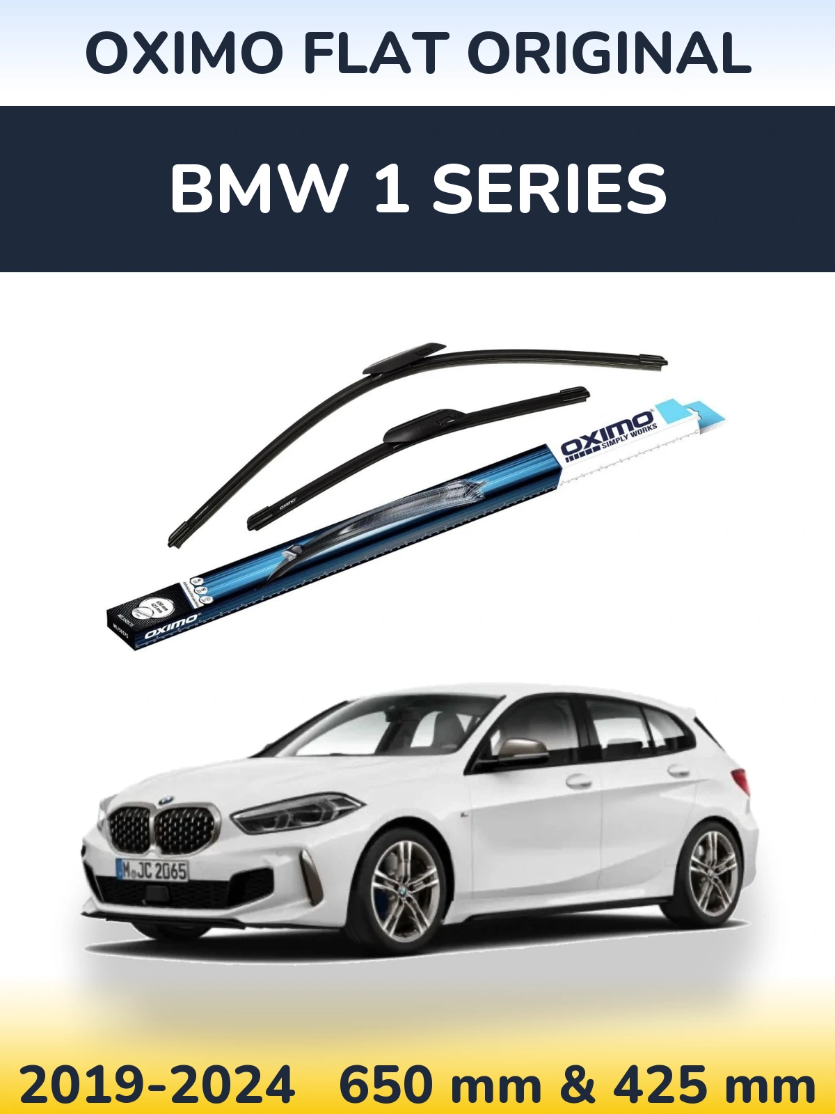 Front wiper blade set Oximo Flat Original 650 & 425 mm for BMW 1 Series 2019-2024