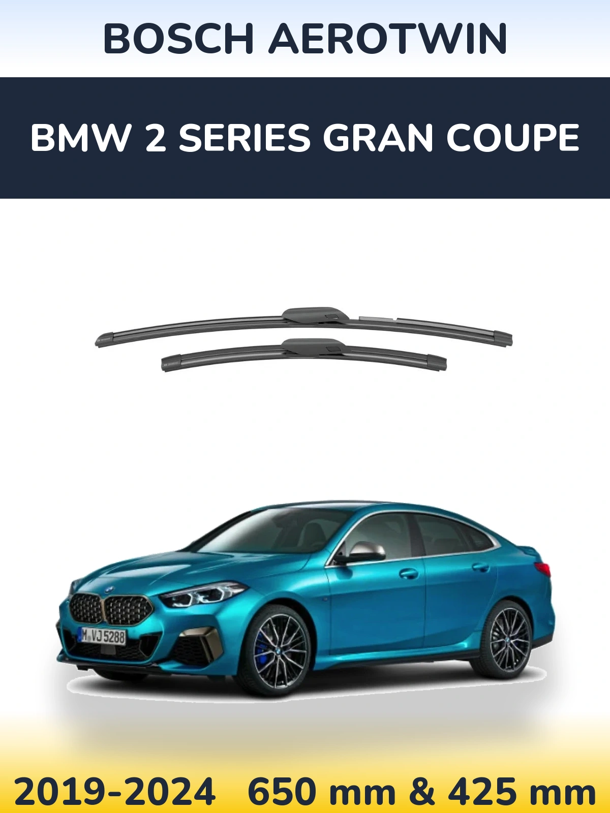 Komplet przednich wycieraczek BOSCH AeroTwin 650 & 425 mm do BMW Seria 2 Gran Coupe 2019-2024