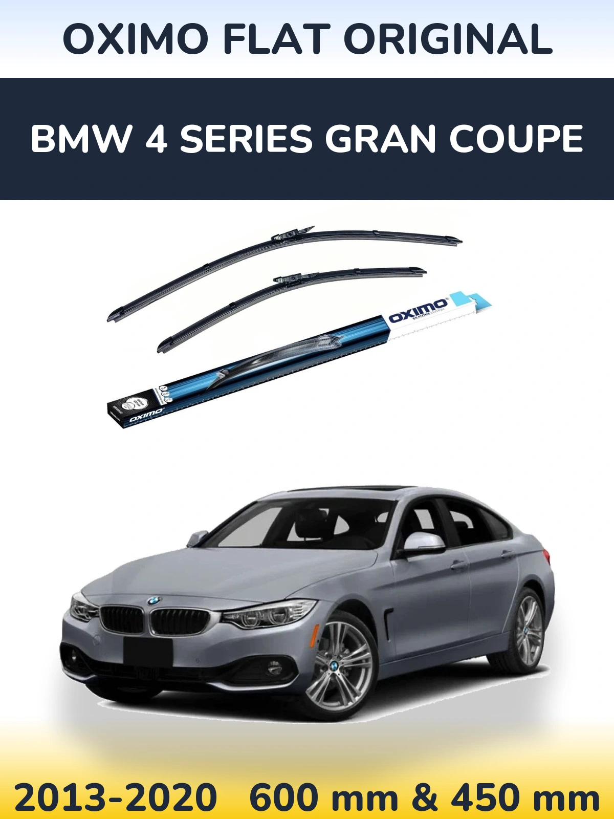 Front wiper blade set Oximo Flat Original 600 & 450 мм for BMW 4 Series Gran Coupe 2013-2020