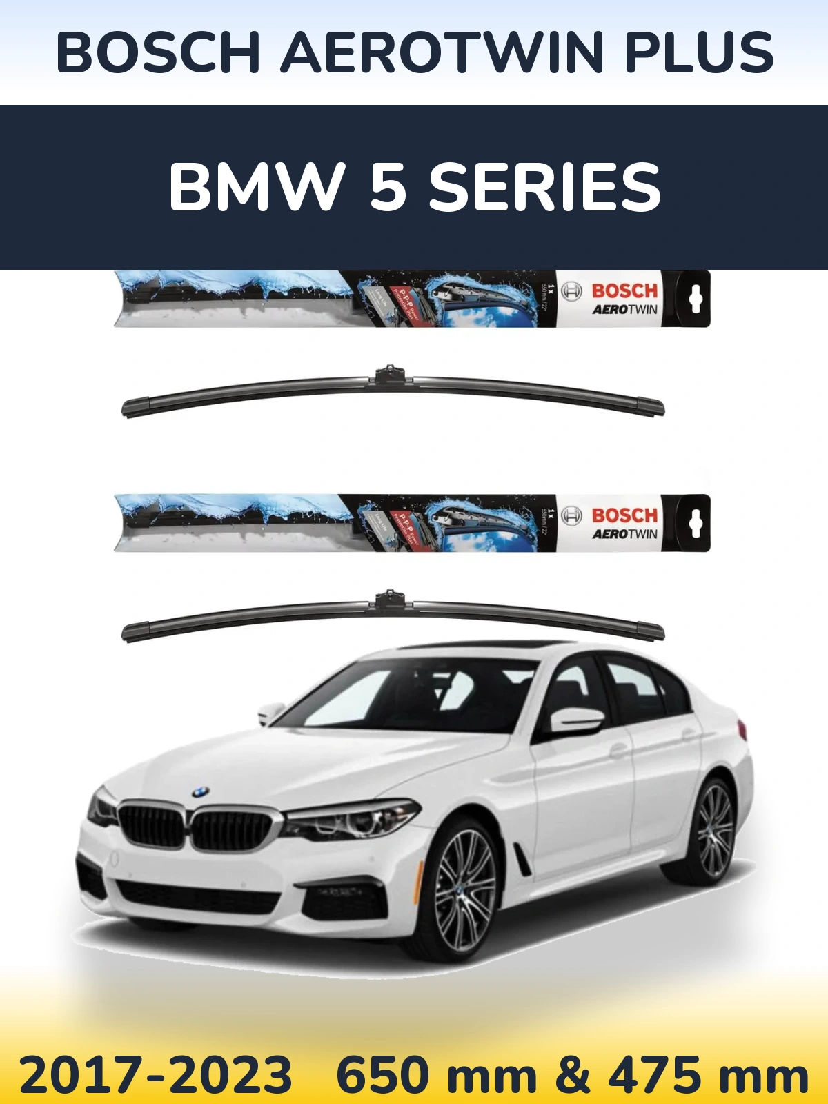 Комплект передних дворников BOSCH AeroTwin Plus 650 & 475 мм для BMW 5 Series 2017-2023