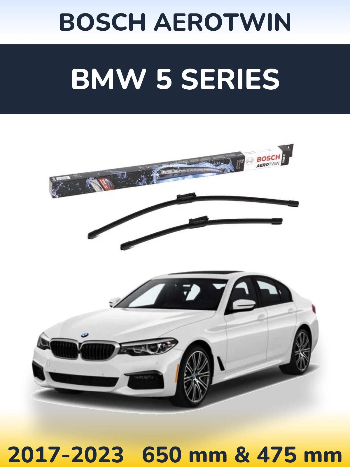 Комплект передних дворников BOSCH AeroTwin 650 & 475 мм для BMW 5 Series 2017-2023