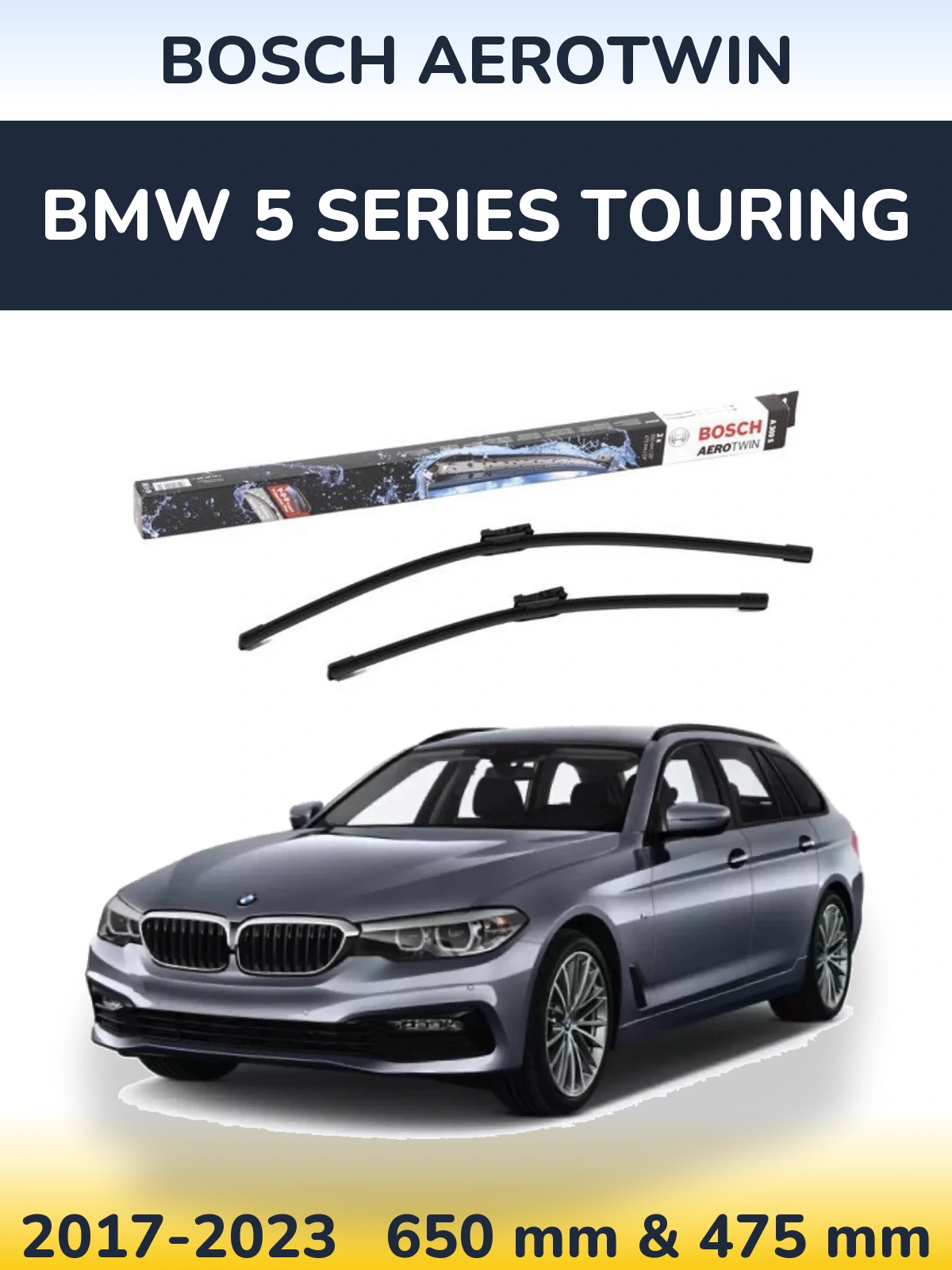 Front wiper blade set BOSCH AeroTwin 650 & 475 мм for BMW 5 Series Touring 2017-2023