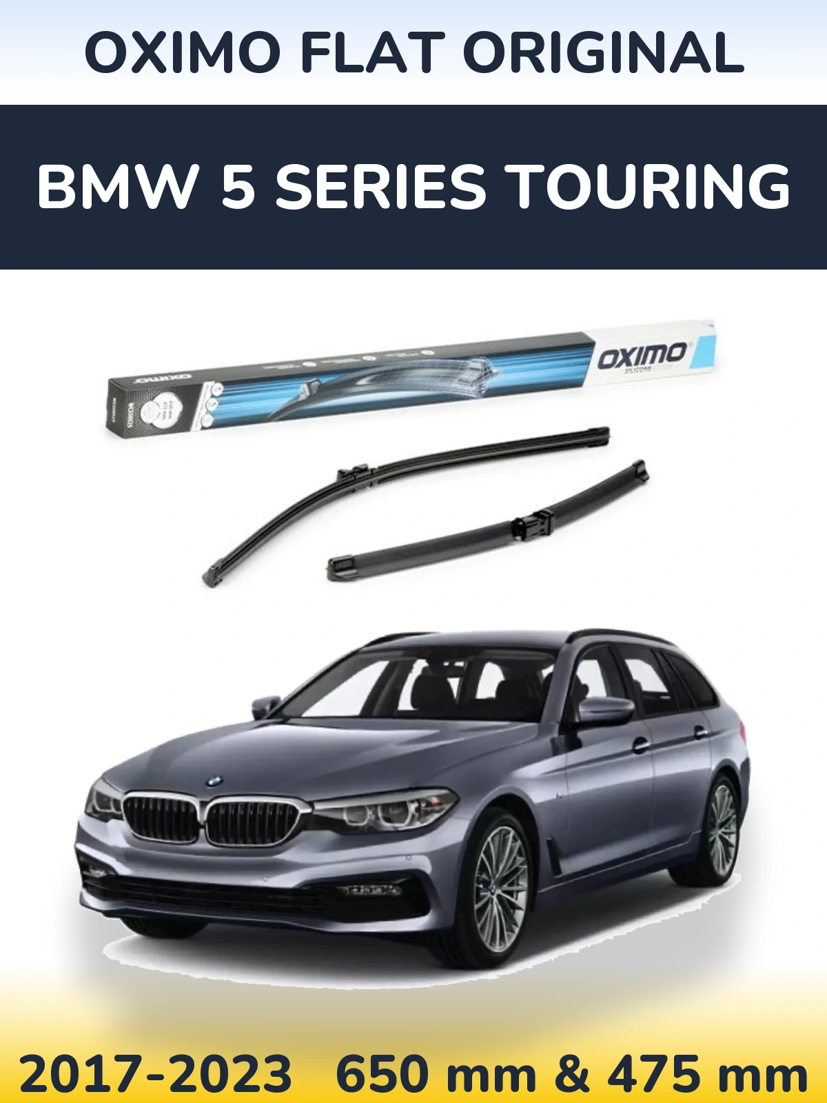 Front wiper blade set Oximo Flat Original 650 & 475 мм for BMW 5 Series Touring 2017-2023