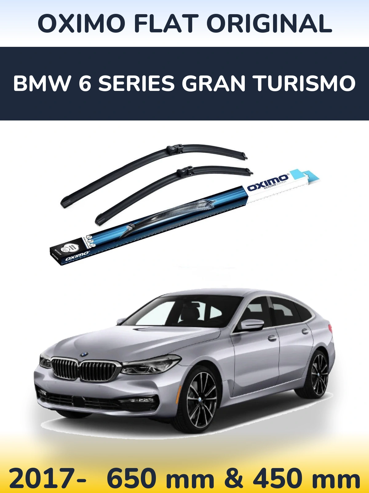 Komplet przednich wycieraczek Oximo Flat Original 650 & 450 mm do BMW Seria 6 Gran Turismo 2017-2026