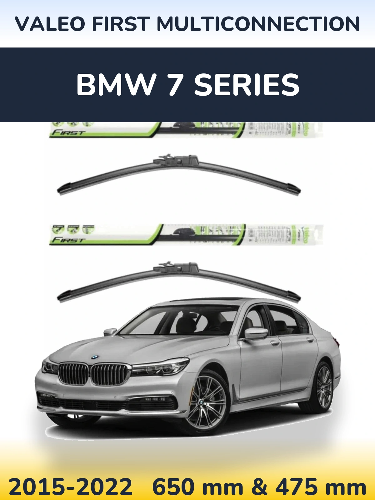 Front wiper blade set Valeo First MultiConnection 650 & 475 мм for BMW 7 Series 2015-2022