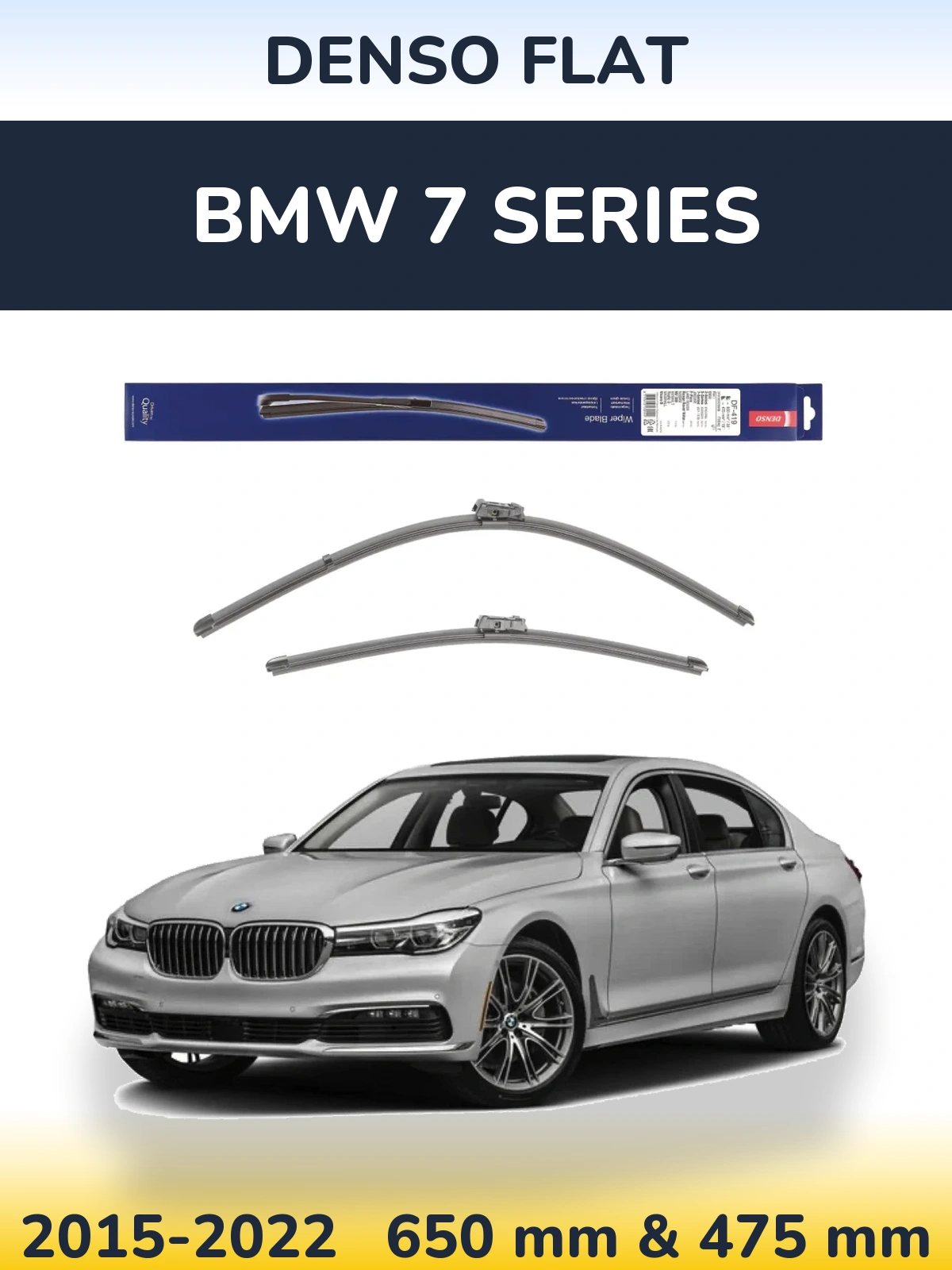 Front wiper blade set Denso Flat 650 & 475 мм for BMW 7 Series 2015-2022