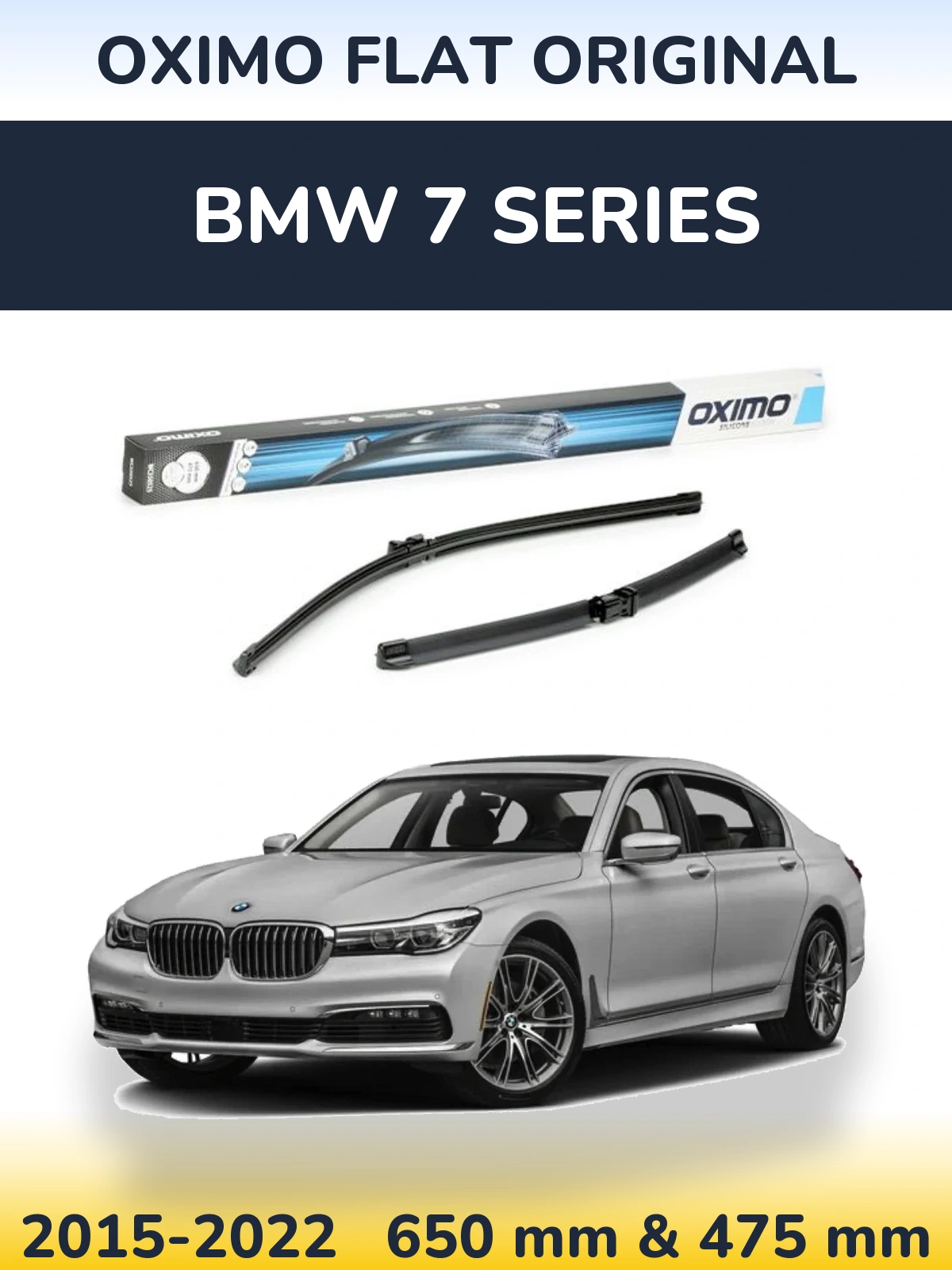 Front wiper blade set Oximo Flat Original 650 & 475 mm for BMW 7 Series 2015-2022