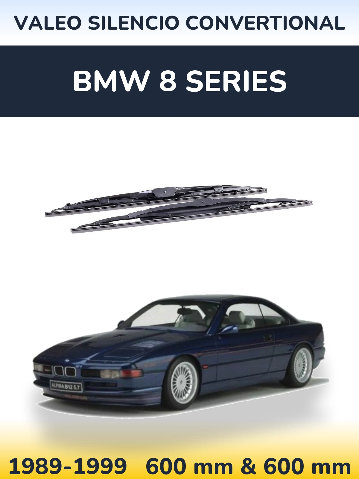 Комплект передних дворников Valeo Silencio Convertional 600 & 600 мм для BMW 8 Series 1989-1999