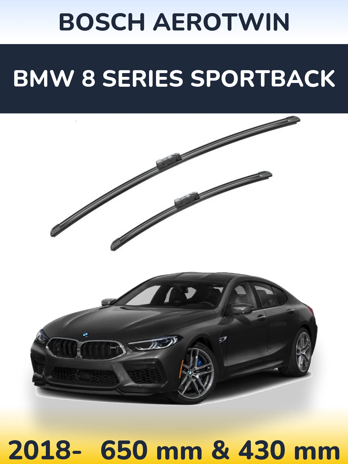 Komplet przednich wycieraczek BOSCH AeroTwin 650 & 430 mm do BMW Seria 8 Sportback 2018-2026