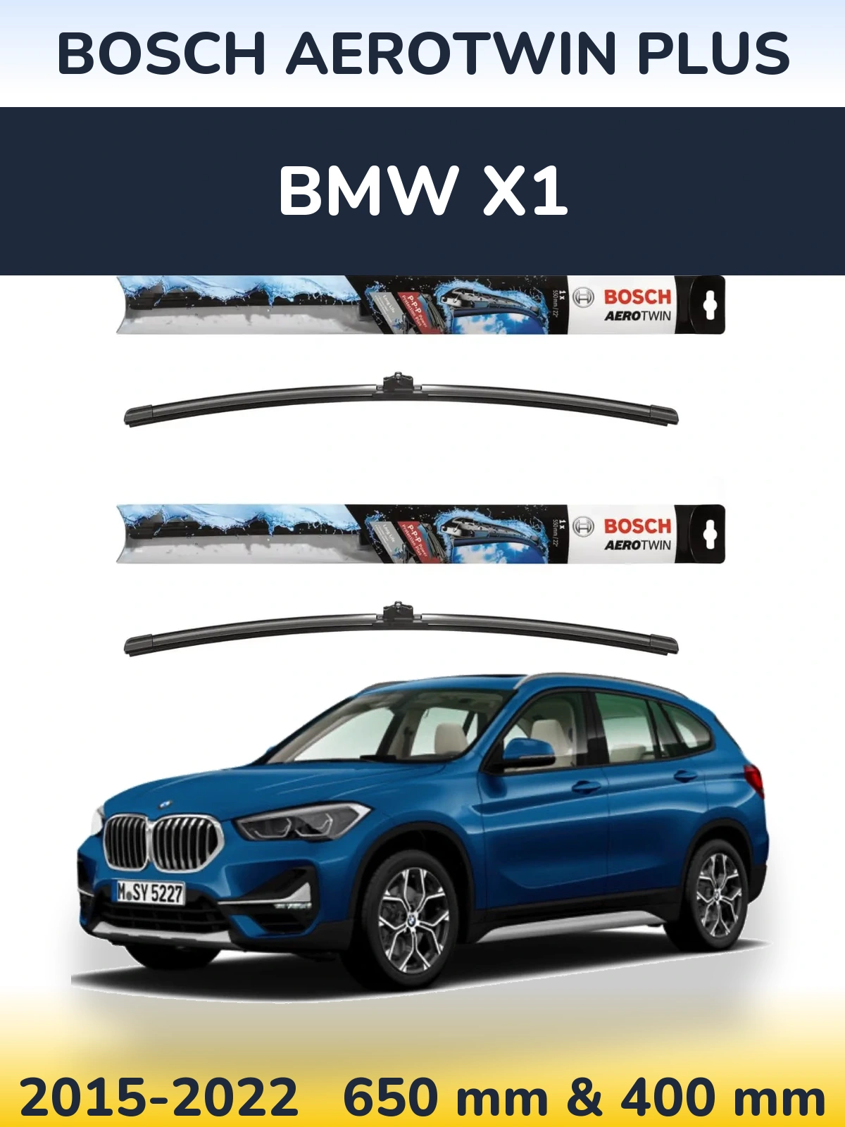 Комплект передніх щіток BOSCH AeroTwin Plus 650 & 400 мм для BMW X1 2015-2022