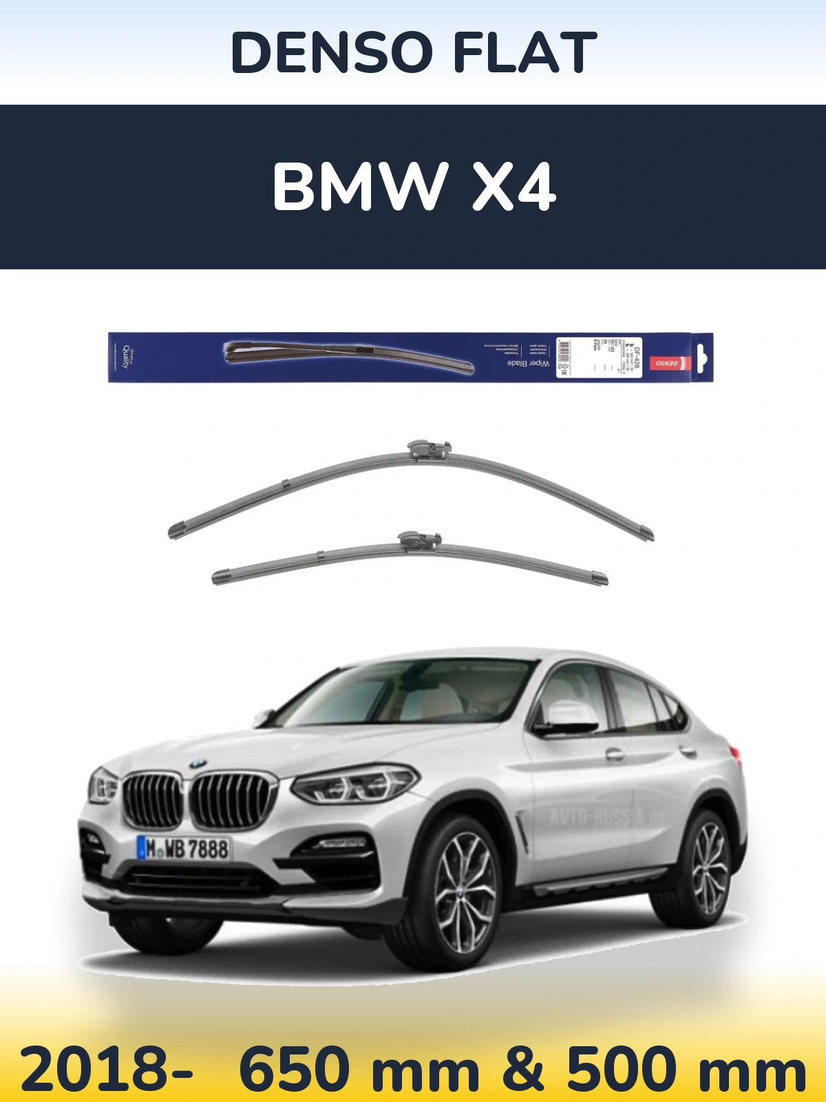 Front wiper blade set Denso Flat 650 & 500 mm for BMW X4 2018-2026