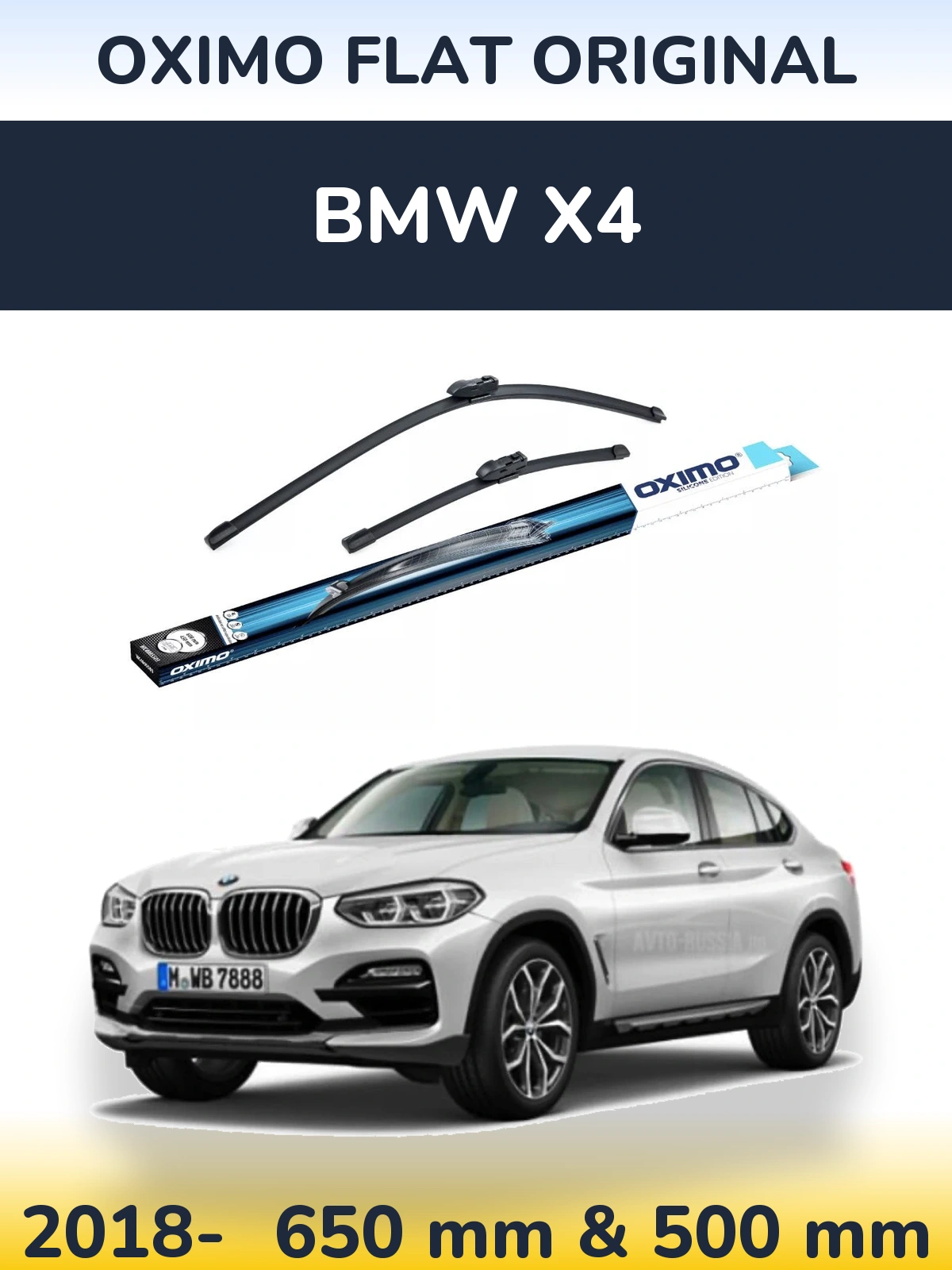 Front wiper blade set Oximo Flat Original 650 & 500 мм for BMW X4 2018-2026