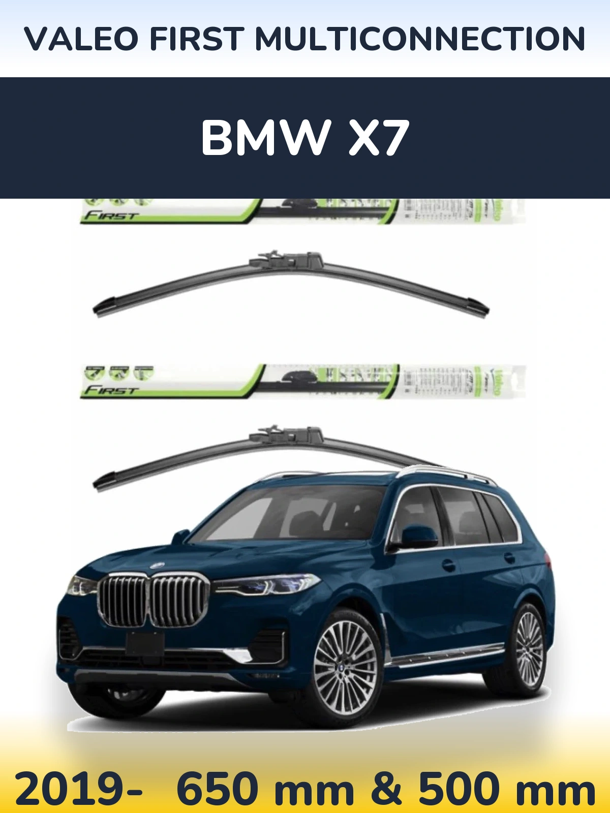 Front wiper blade set Valeo First MultiConnection 650 & 500 мм for BMW X7 2019-2026