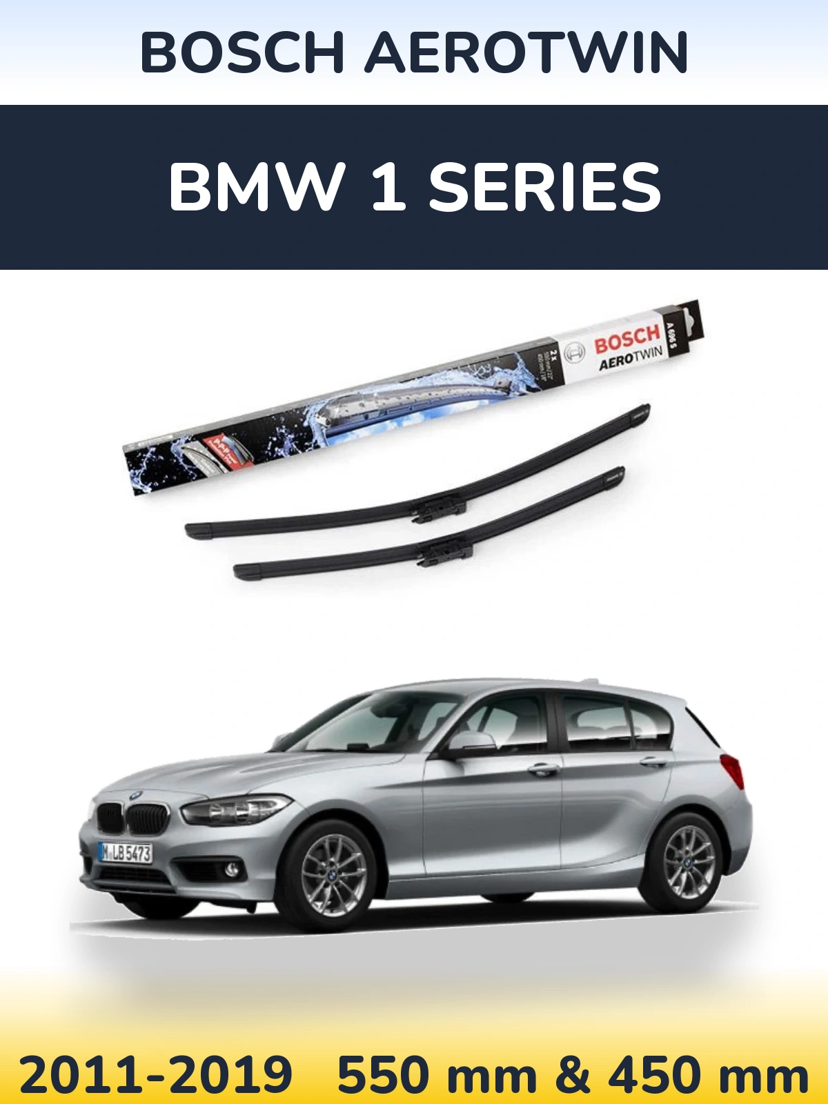 Комплект передних дворников BOSCH AeroTwin 550 & 450 мм для BMW 1 Series 2011-2019