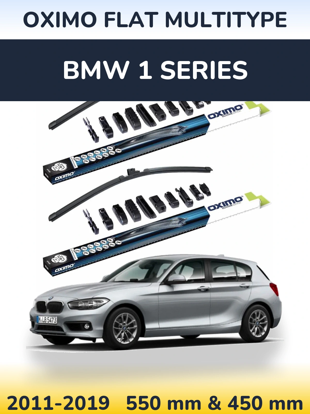 Комплект передних дворников Oximo Flat MultiТипe 550 & 450 мм для BMW 1 Series 2011-2019