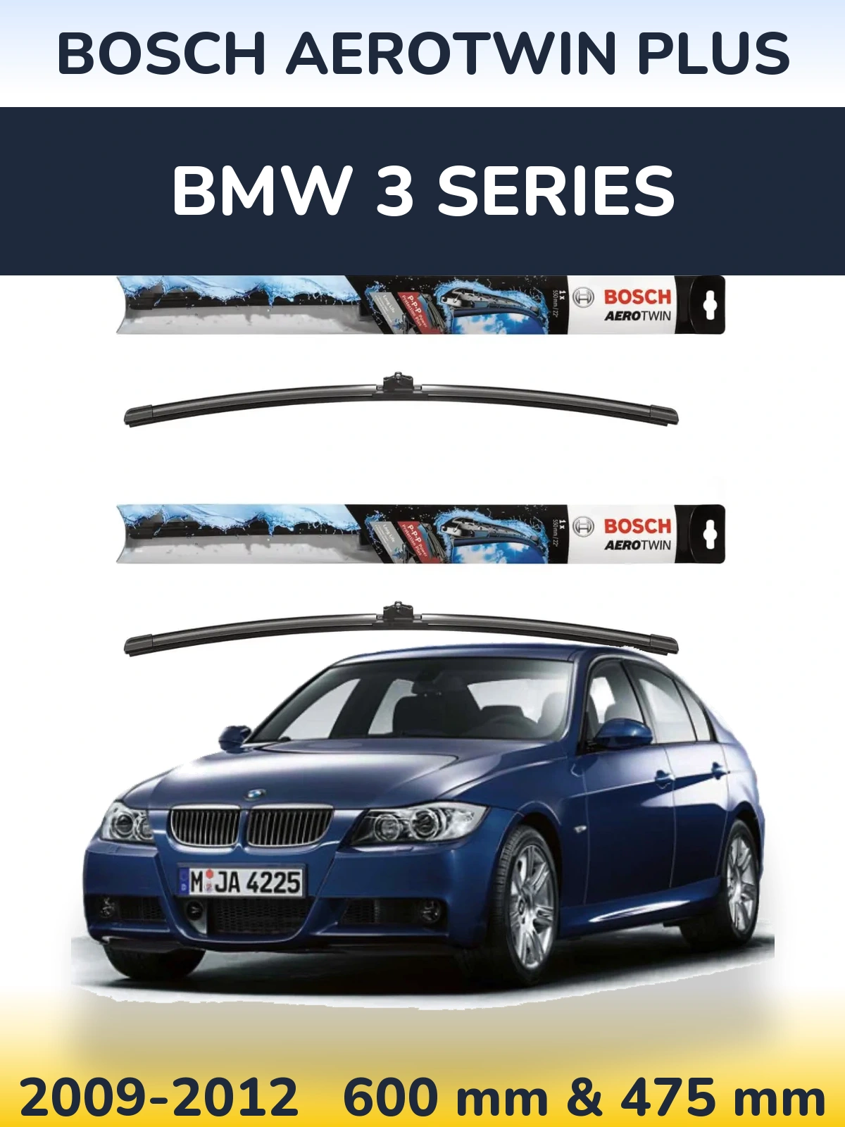 Комплект передних дворников BOSCH AeroTwin Plus 600 & 475 мм для BMW 3 Series 2009-2012