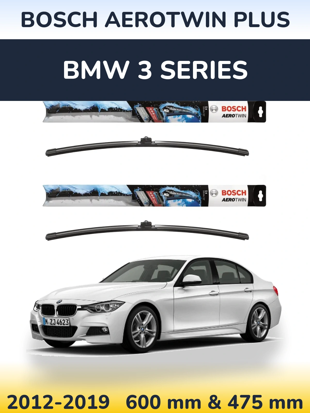 Komplet przednich wycieraczek BOSCH AeroTwin Plus 600 & 475 mm do BMW Seria 3 2012-2019