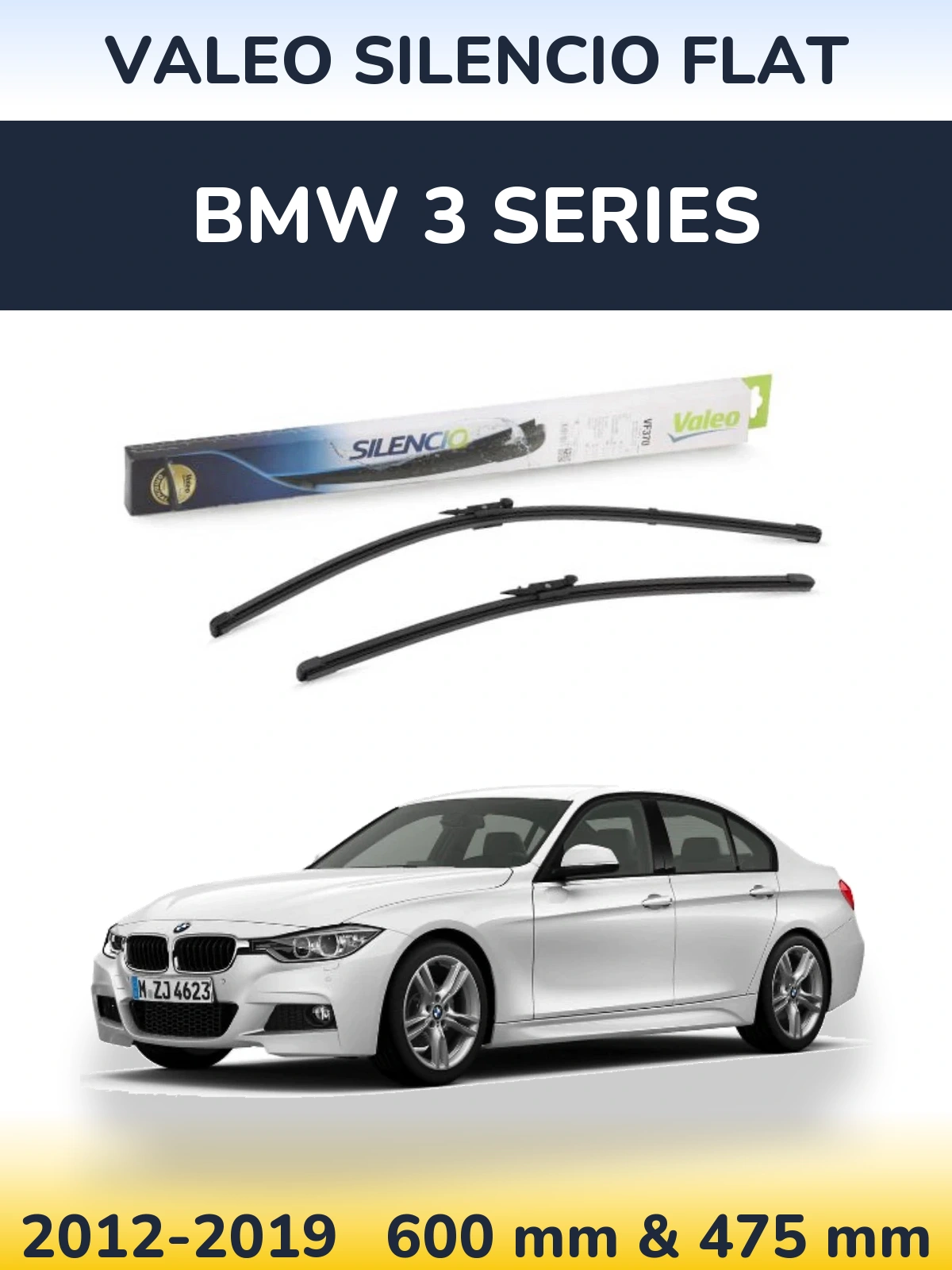 Комплект передних дворников Valeo Silencio Flat 600 & 475 мм для BMW 3 Series 2012-2019