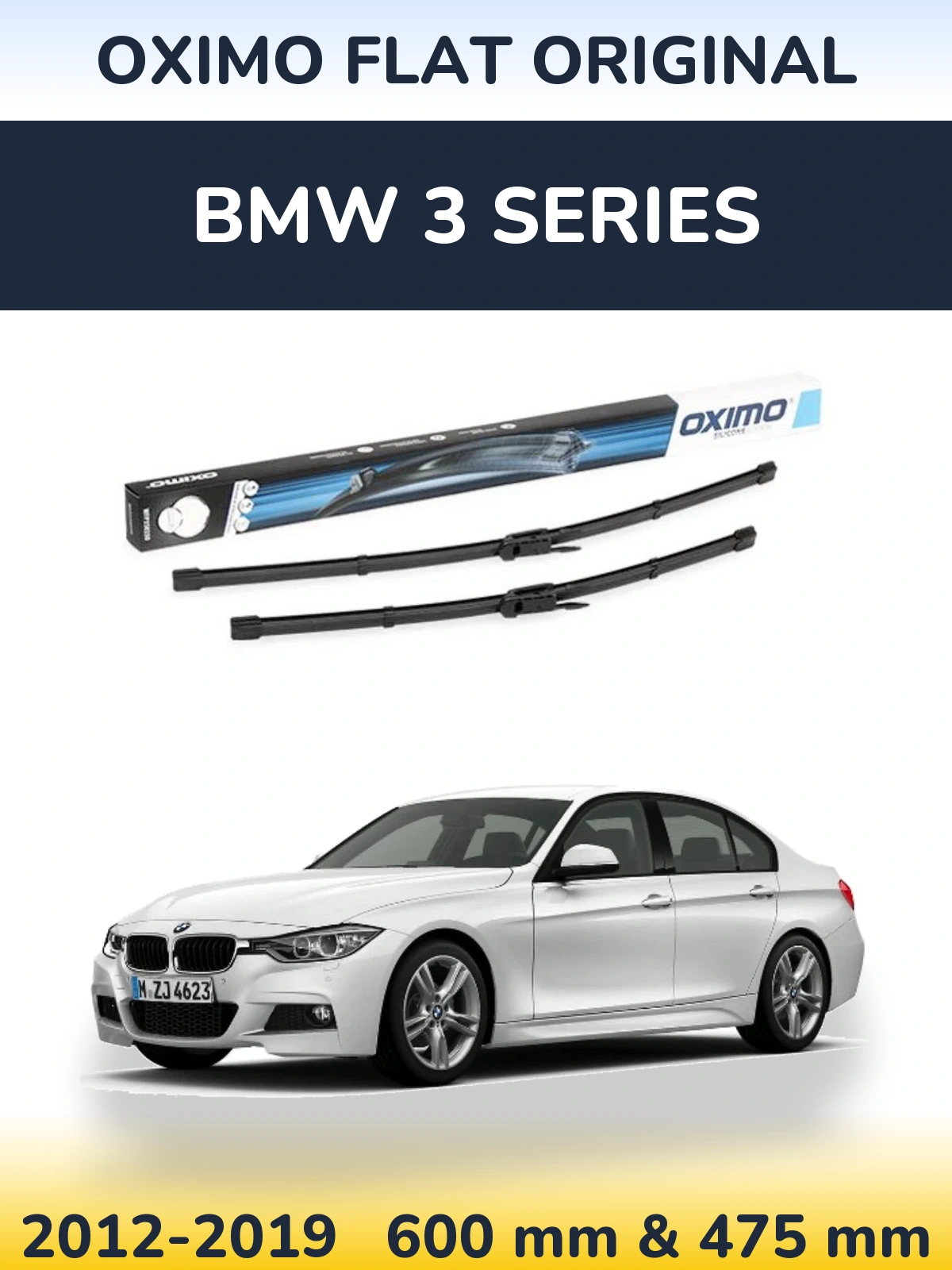 Комплект передних дворников Oximo Flat Original 600 & 475 мм для BMW 3 Series 2012-2019