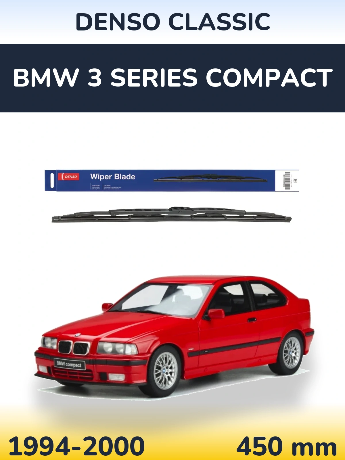 Rear wiper blade Denso Classic 450 mm for BMW 3 Series Compact 1994-2000