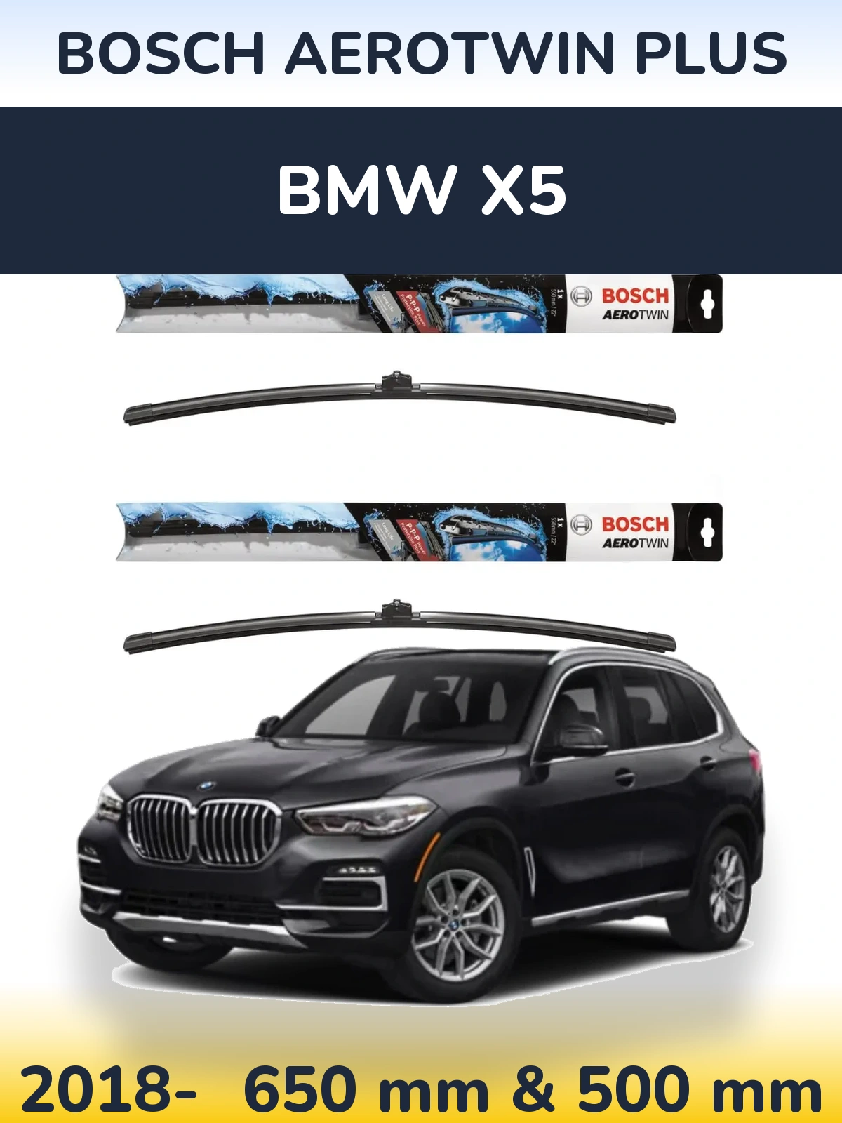 Komplet przednich wycieraczek BOSCH AeroTwin Plus 650 & 500 mm do BMW X5 2018-2026