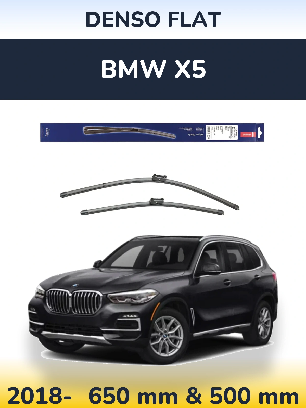 Komplet przednich wycieraczek Denso Flat 650 & 500 mm do BMW X5 2018-2026