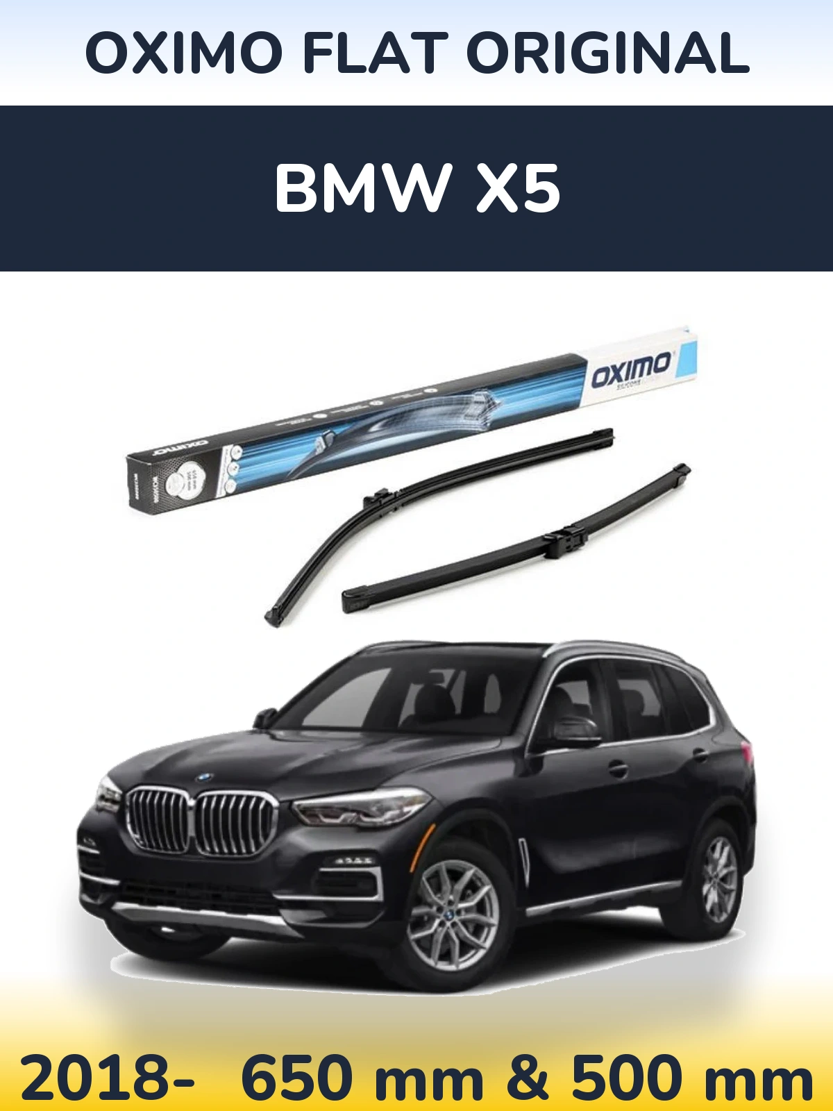 Komplet przednich wycieraczek Oximo Flat Original 650 & 500 mm do BMW X5 2018-2026