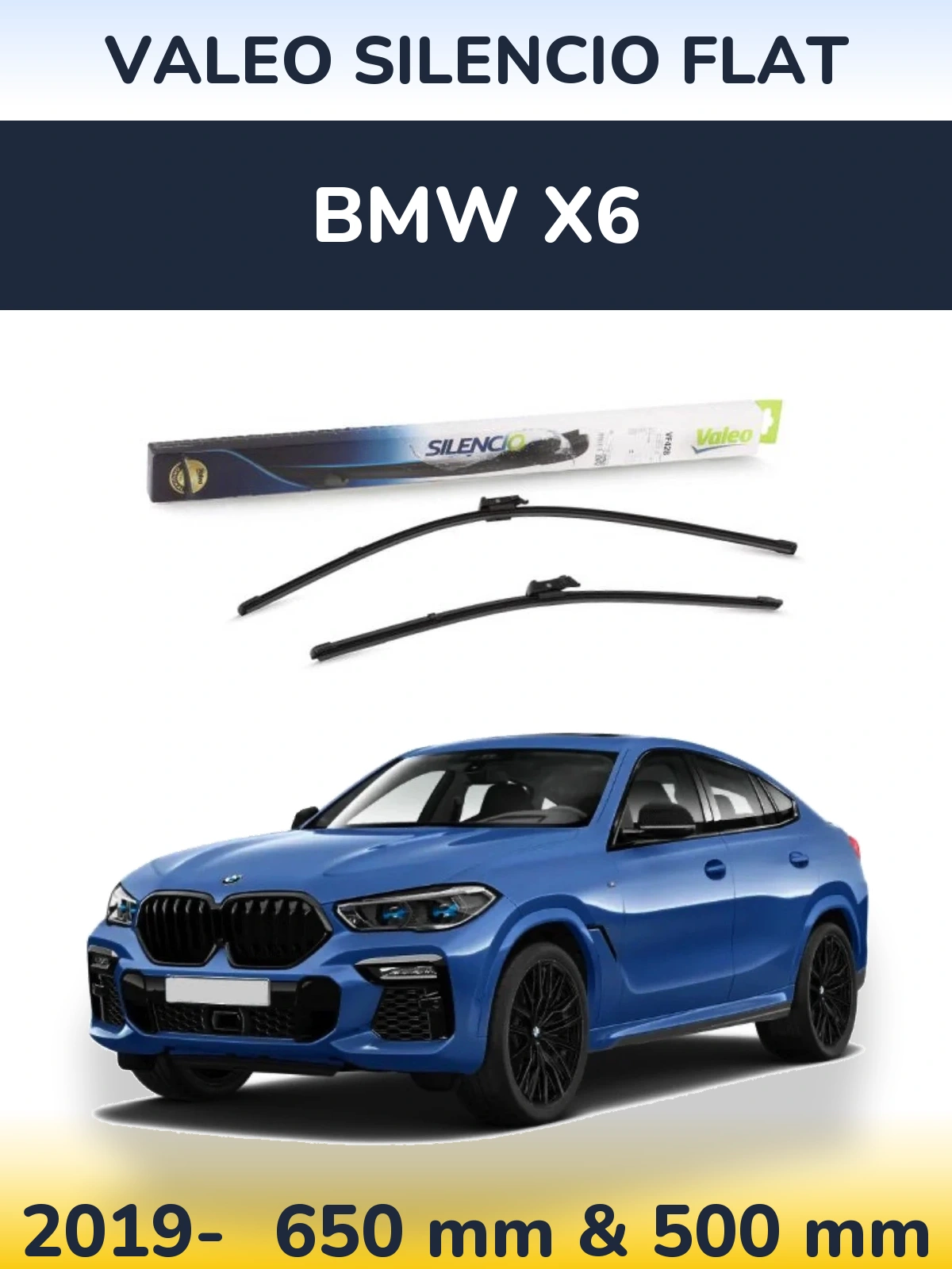 Komplet przednich wycieraczek Valeo Silencio Flat 650 & 500 mm do BMW X6 2019-2026