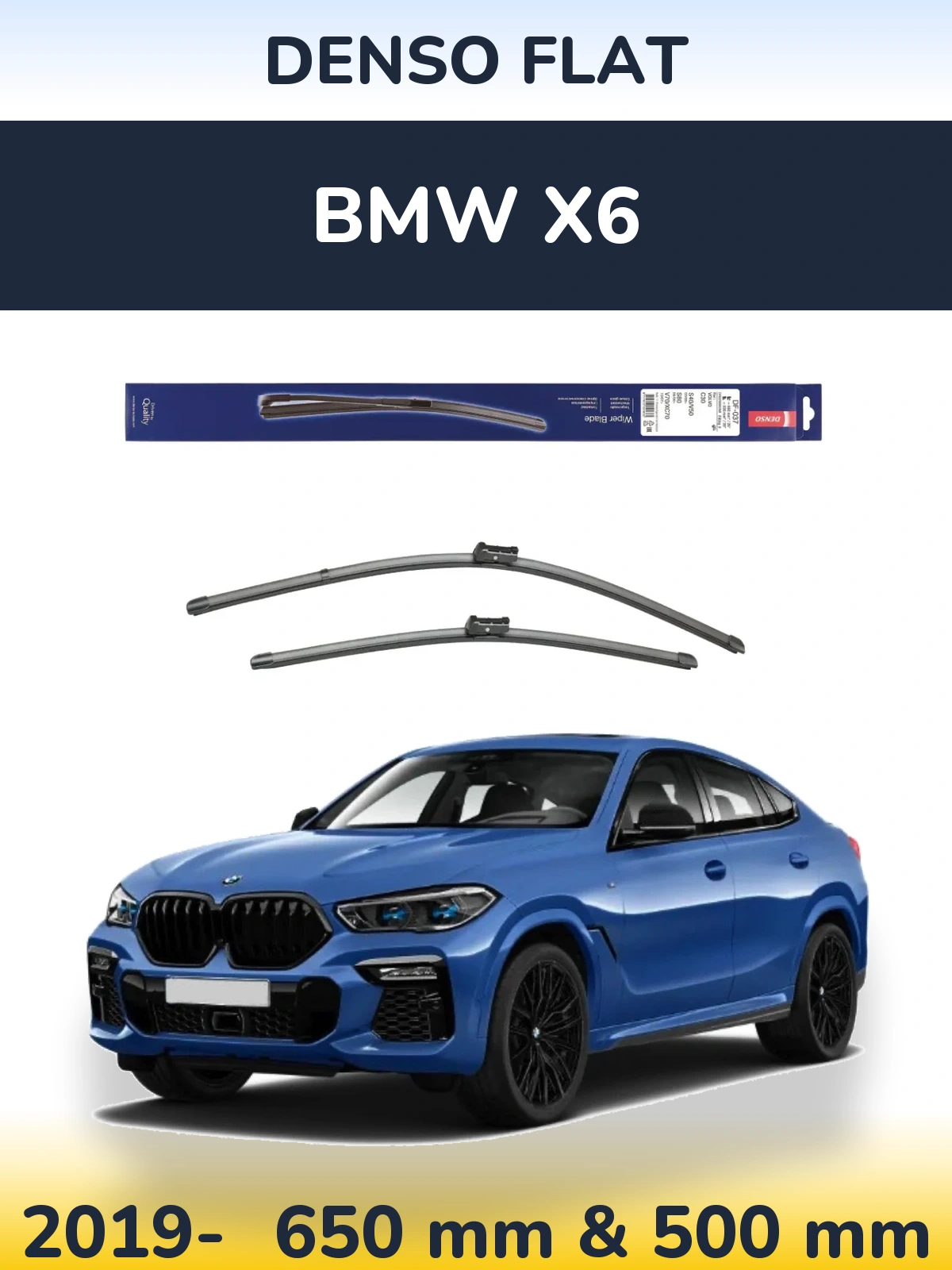 Front wiper blade set Denso Flat 650 & 500 mm for BMW X6 2019-2026