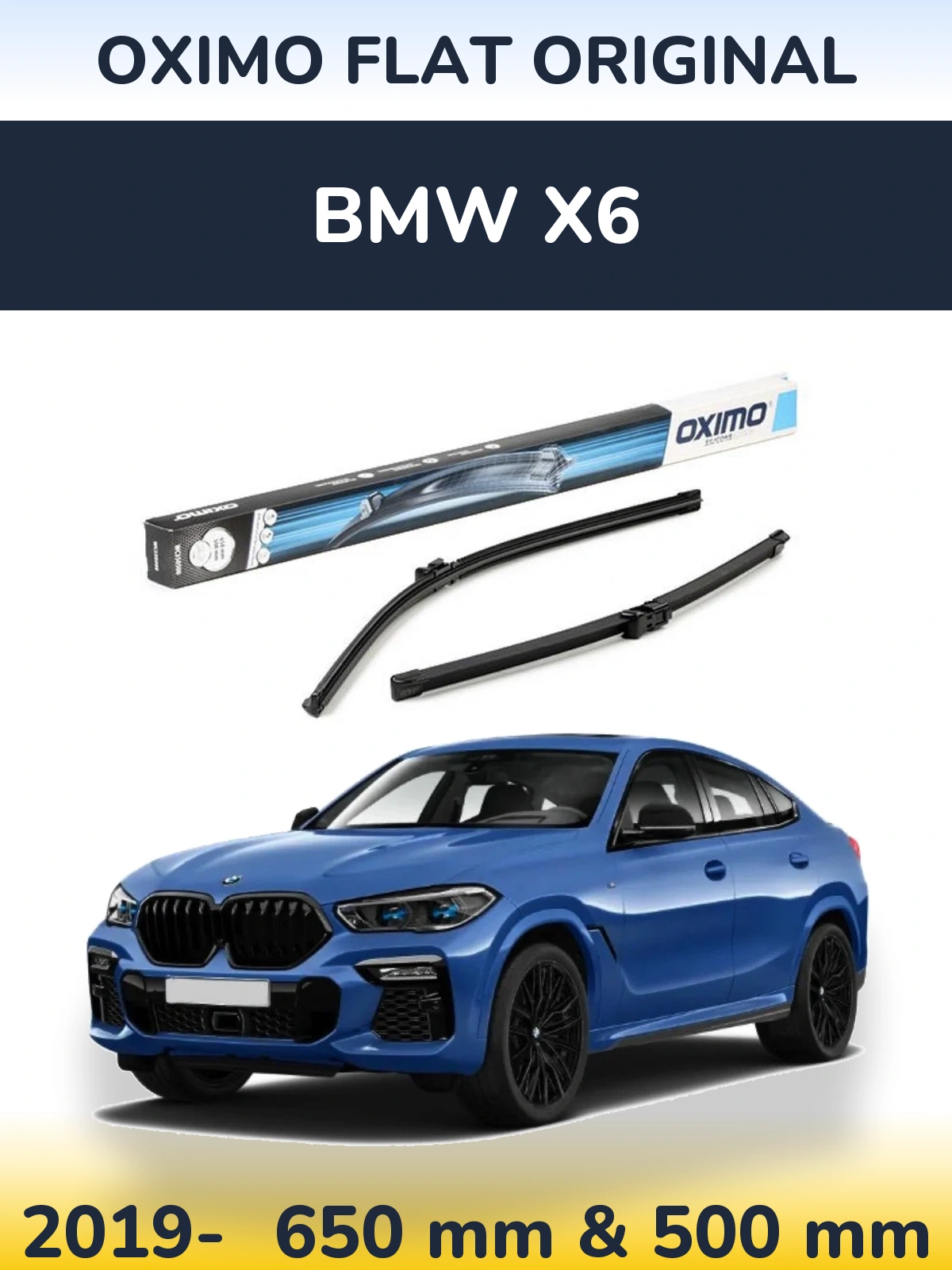 Комплект передних дворников Oximo Flat Original 650 & 500 мм для BMW X6 2019-2026