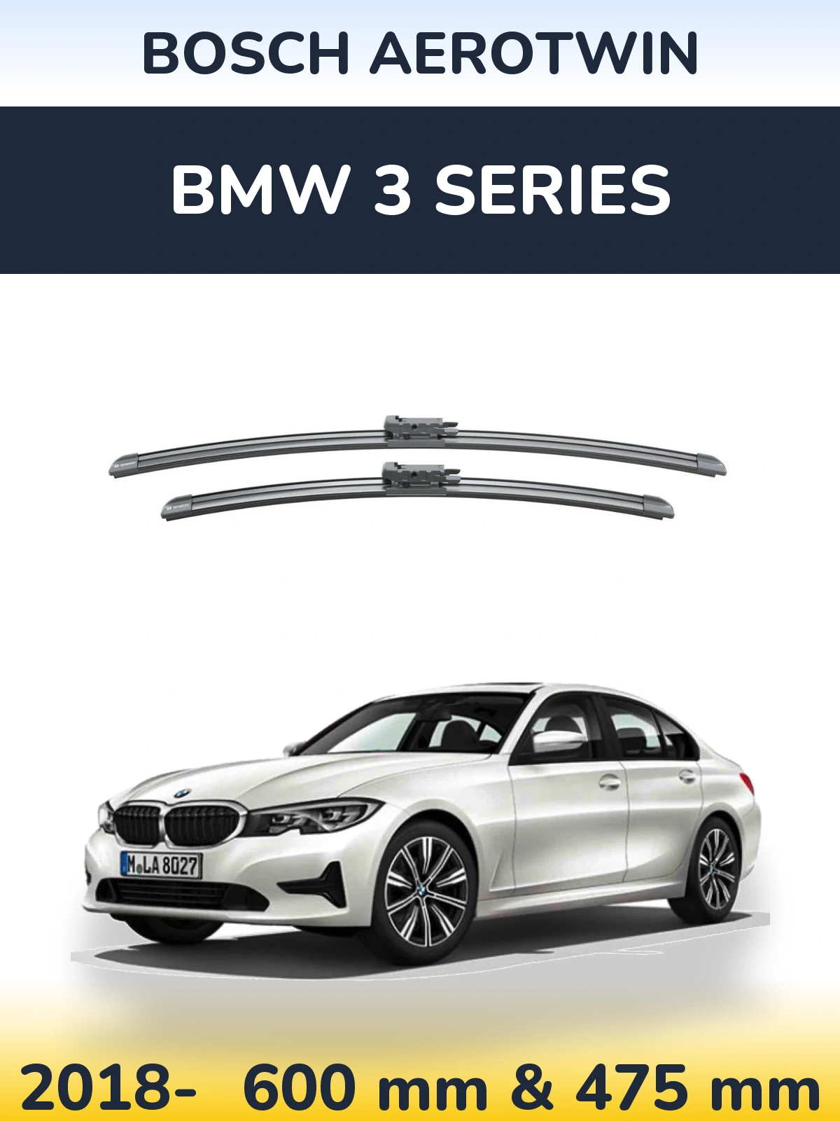 Комплект передних дворников BOSCH AeroTwin 600 & 475 мм для BMW 3 Series 2018-2026