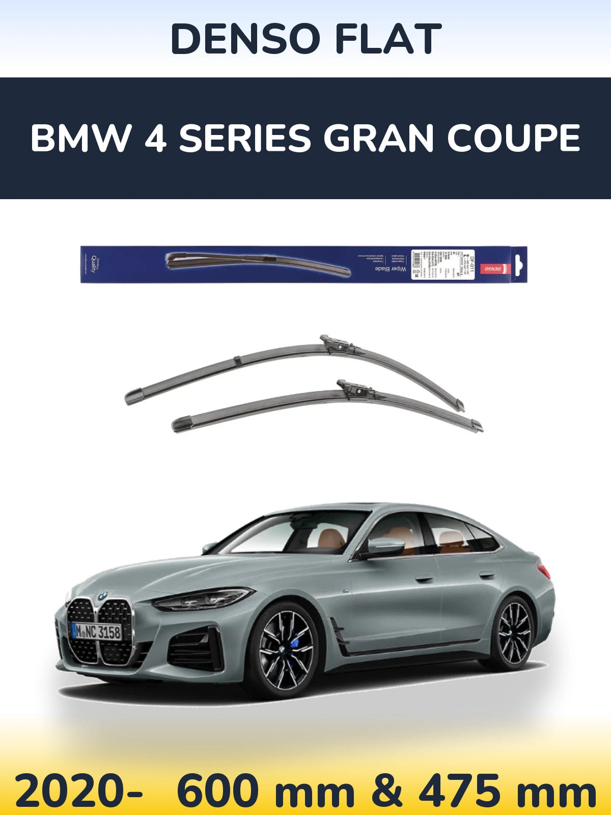 Komplet przednich wycieraczek Denso Flat 600 & 475 mm do BMW Seria 4 Gran Coupe 2020-2026