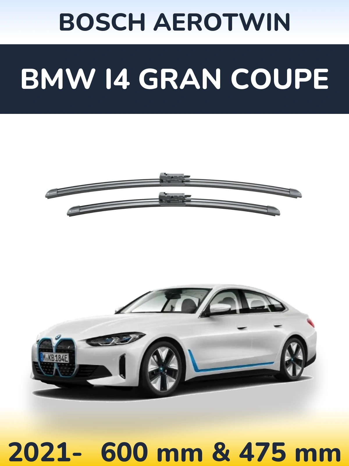Front wiper blade set BOSCH AeroTwin 600 & 475 мм for BMW i4 Gran Coupe 2021-2026