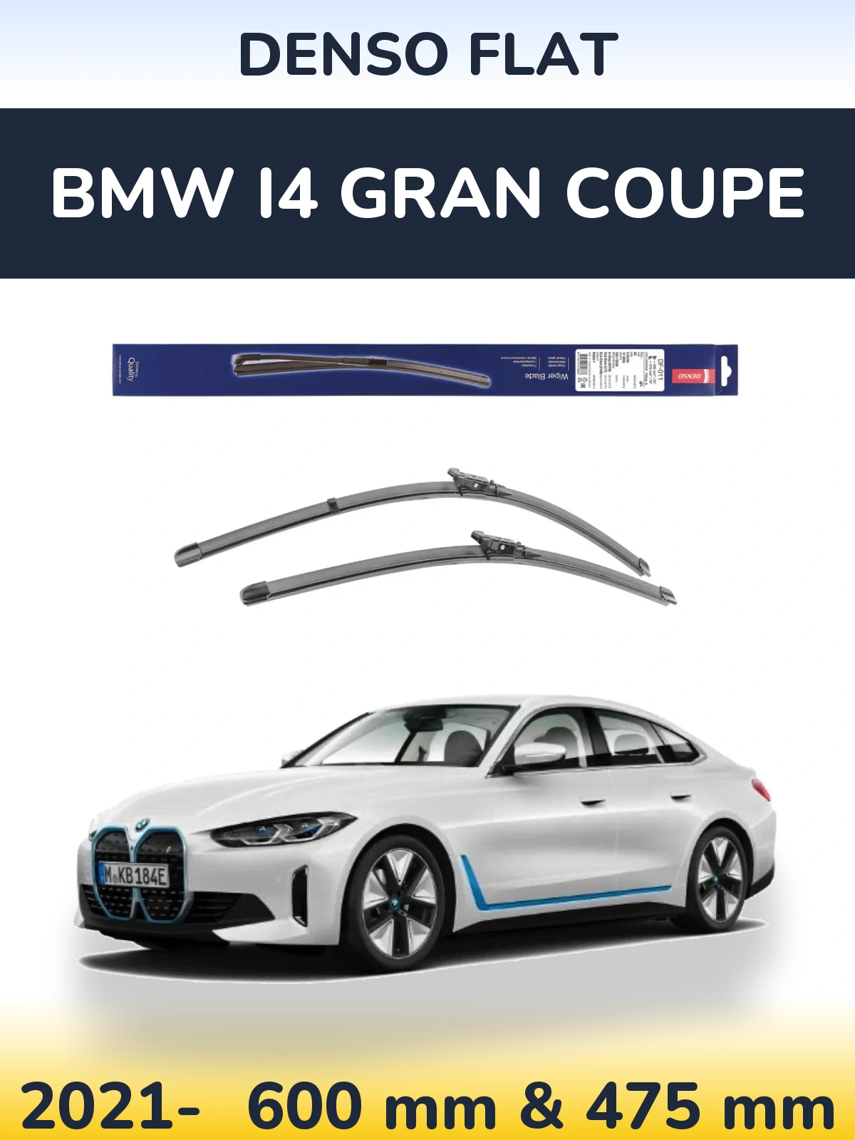 Front wiper blade set Denso Flat 600 & 475 mm for BMW i4 Gran Coupe 2021-2026