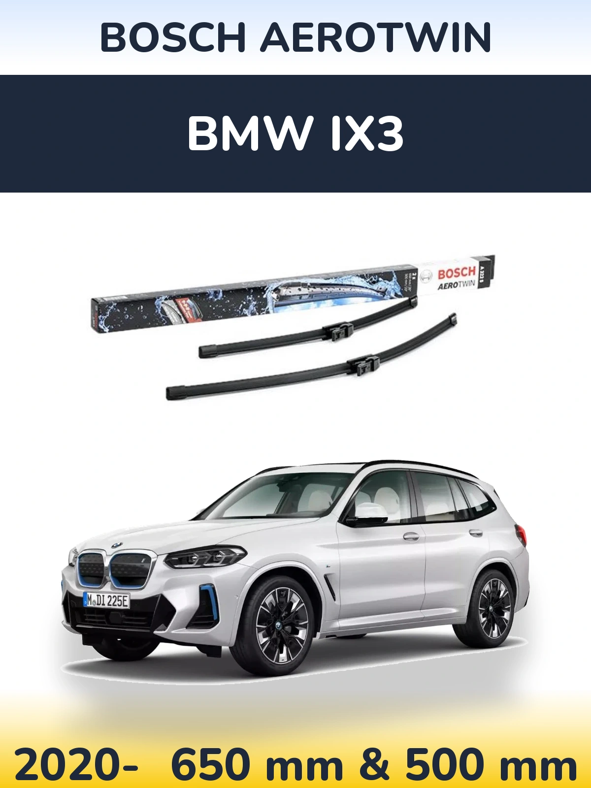 Комплект передних дворников BOSCH AeroTwin 650 & 500 мм для BMW iX3 2020-2026