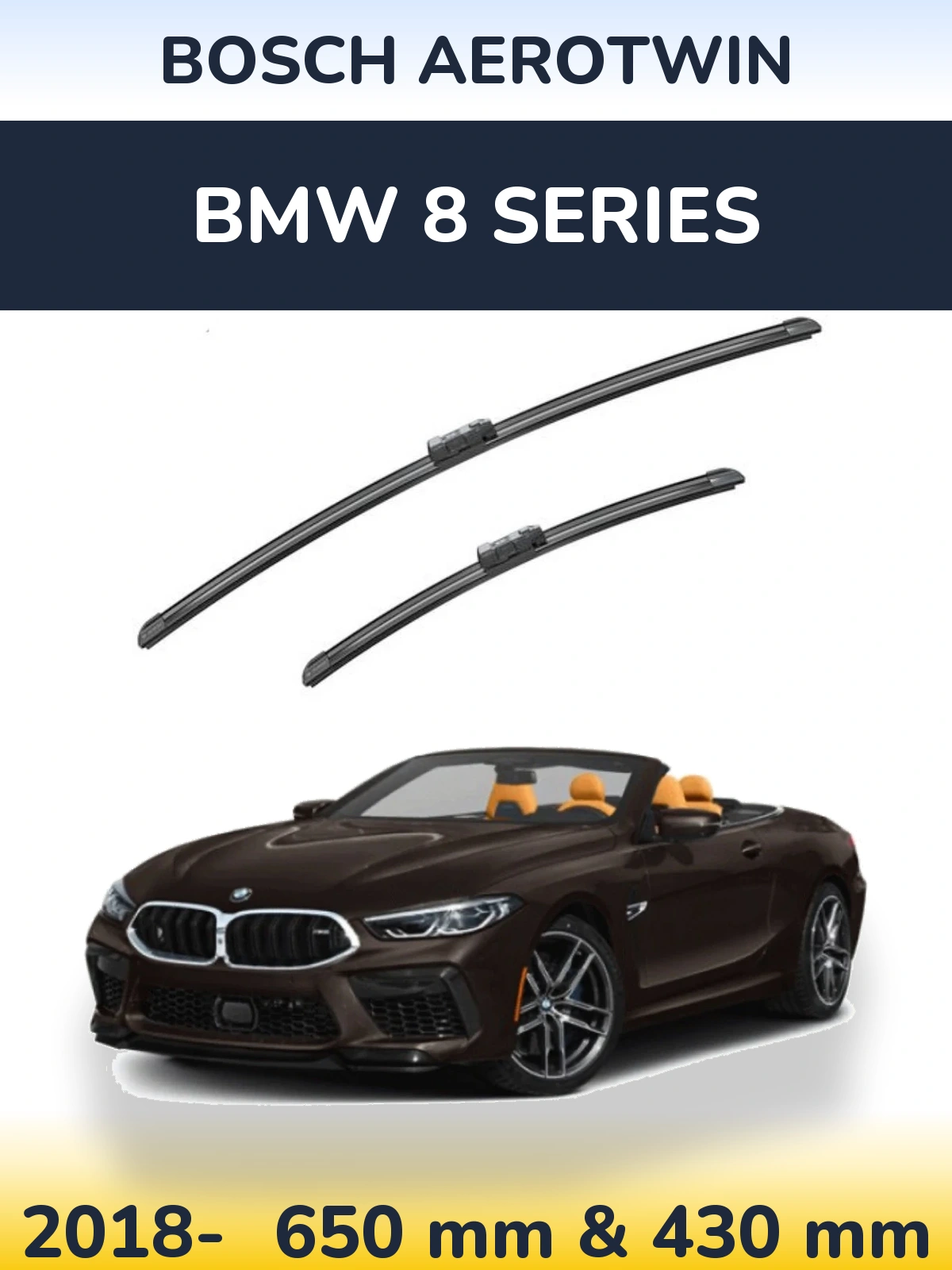 Front wiper blade set BOSCH AeroTwin 650 & 430 мм for BMW 8 Series 2018-2026