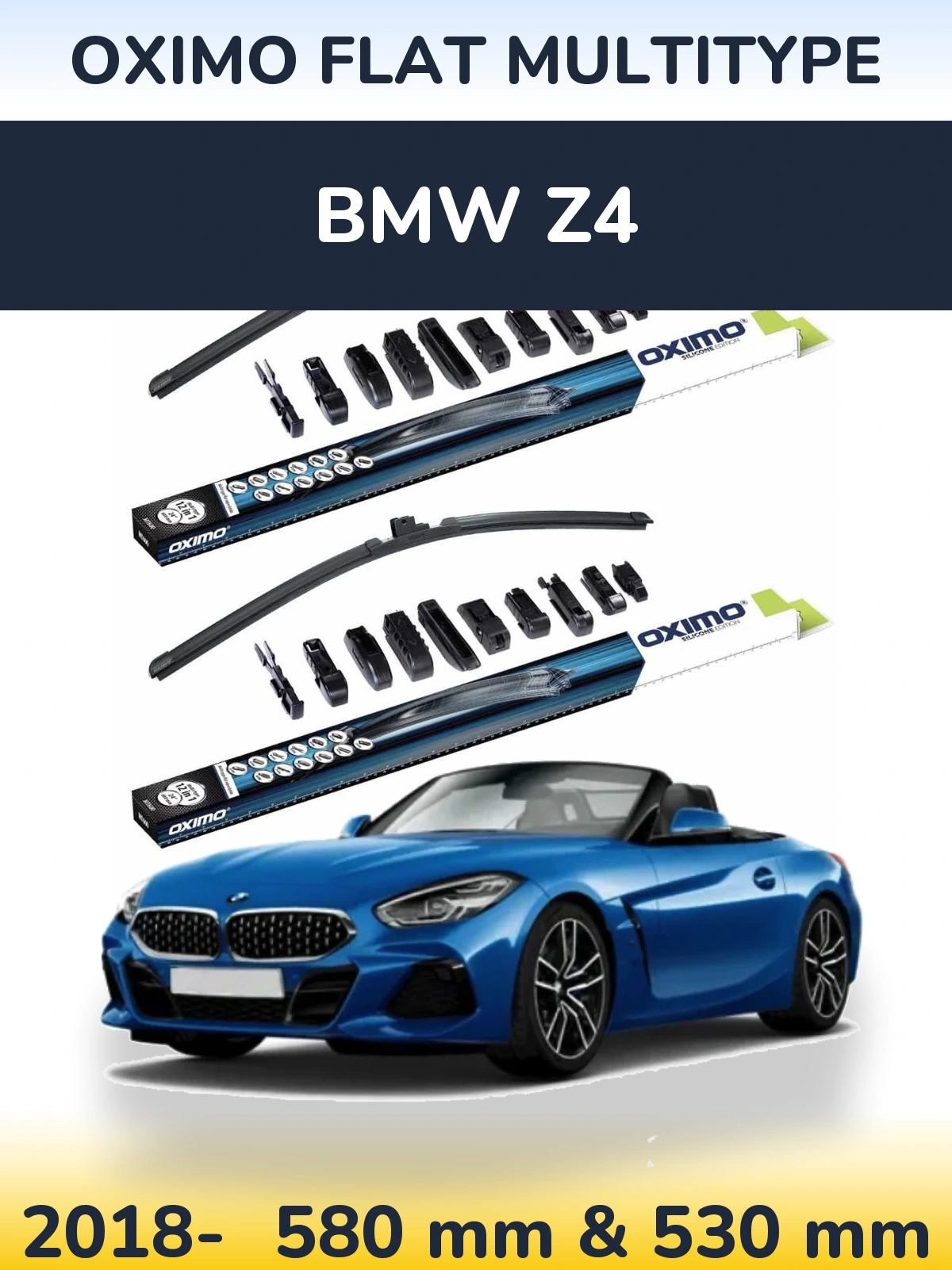 Komplet przednich wycieraczek Oximo Flat MultiType 580 & 530 mm do BMW Z4 2018-2026
