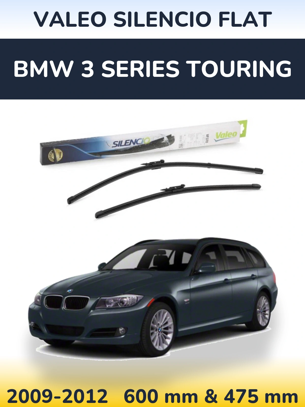 Komplet przednich wycieraczek Valeo Silencio Flat 600 & 475 mm do BMW Seria 3 Touring 2009-2012