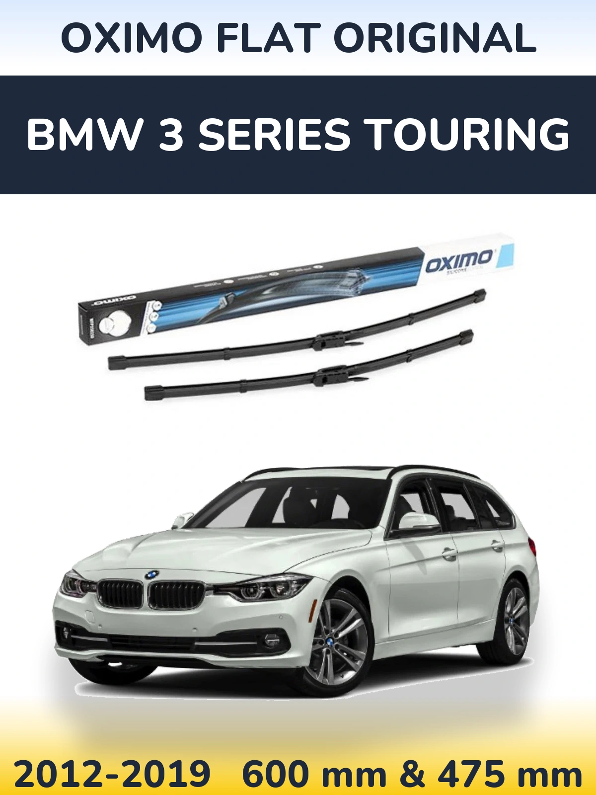 Комплект передних дворников Oximo Flat Original 600 & 475 мм для BMW 3 Series Touring 2012-2019