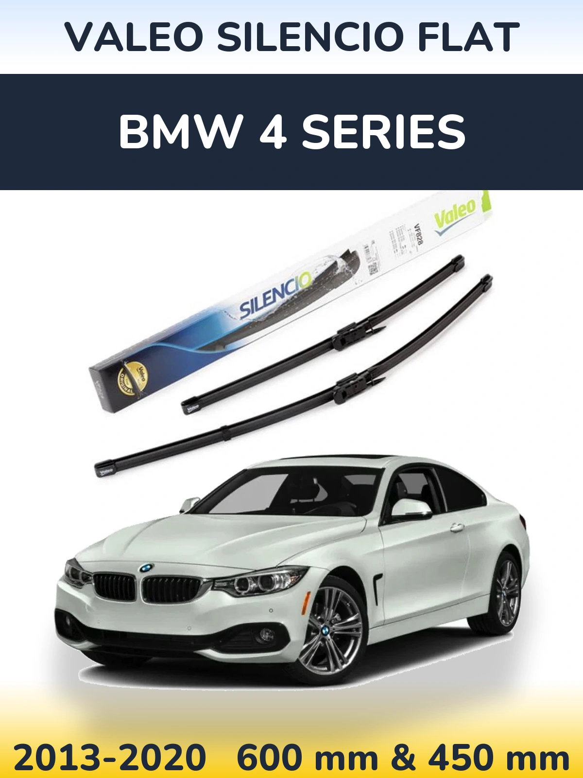 Komplet przednich wycieraczek Valeo Silencio Flat 600 & 450 mm do BMW Seria 4 2013-2020