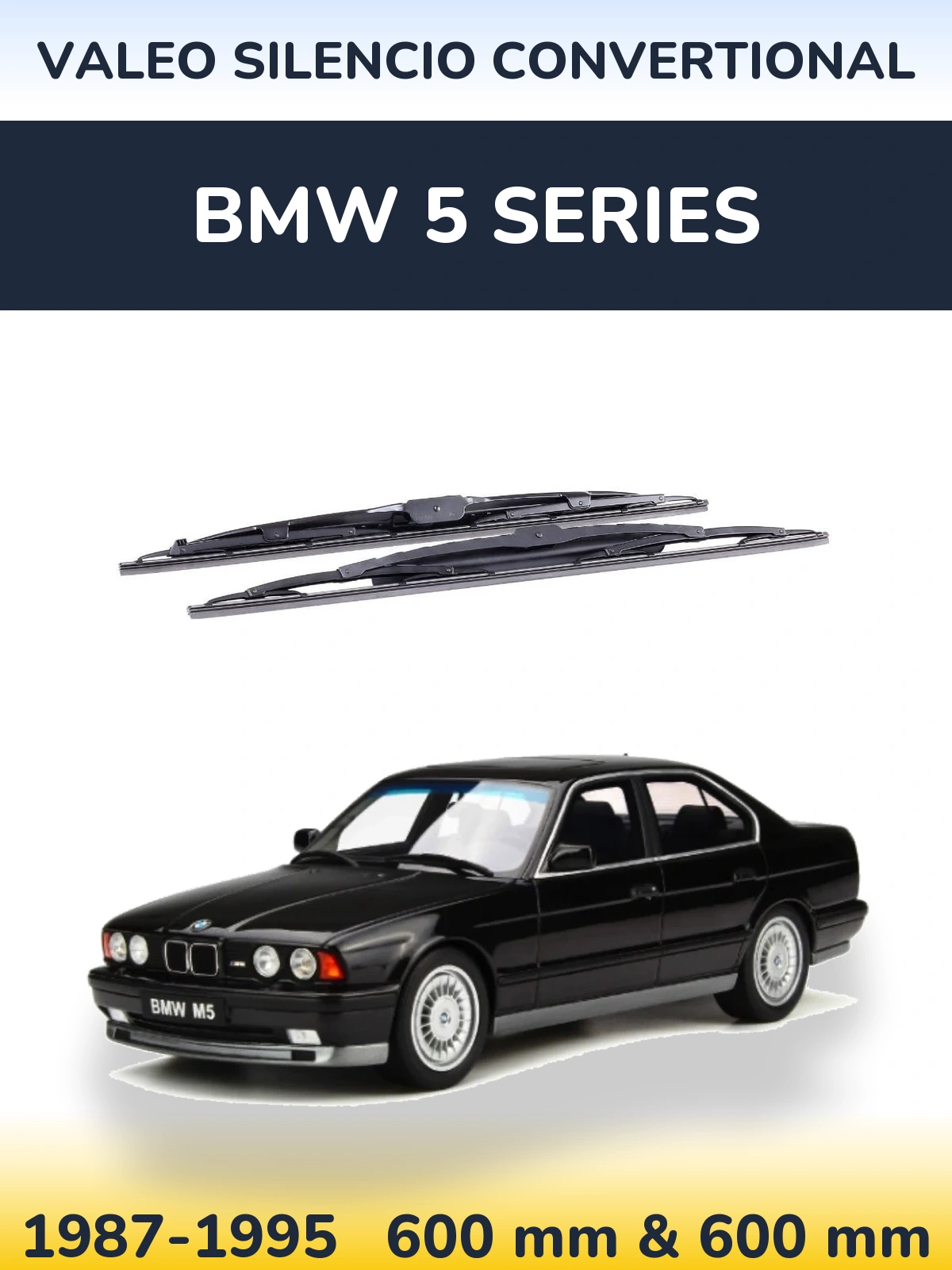 Front wiper blade set Valeo Silencio Convertional 600 & 600 mm for BMW 5 Series 1987-1995