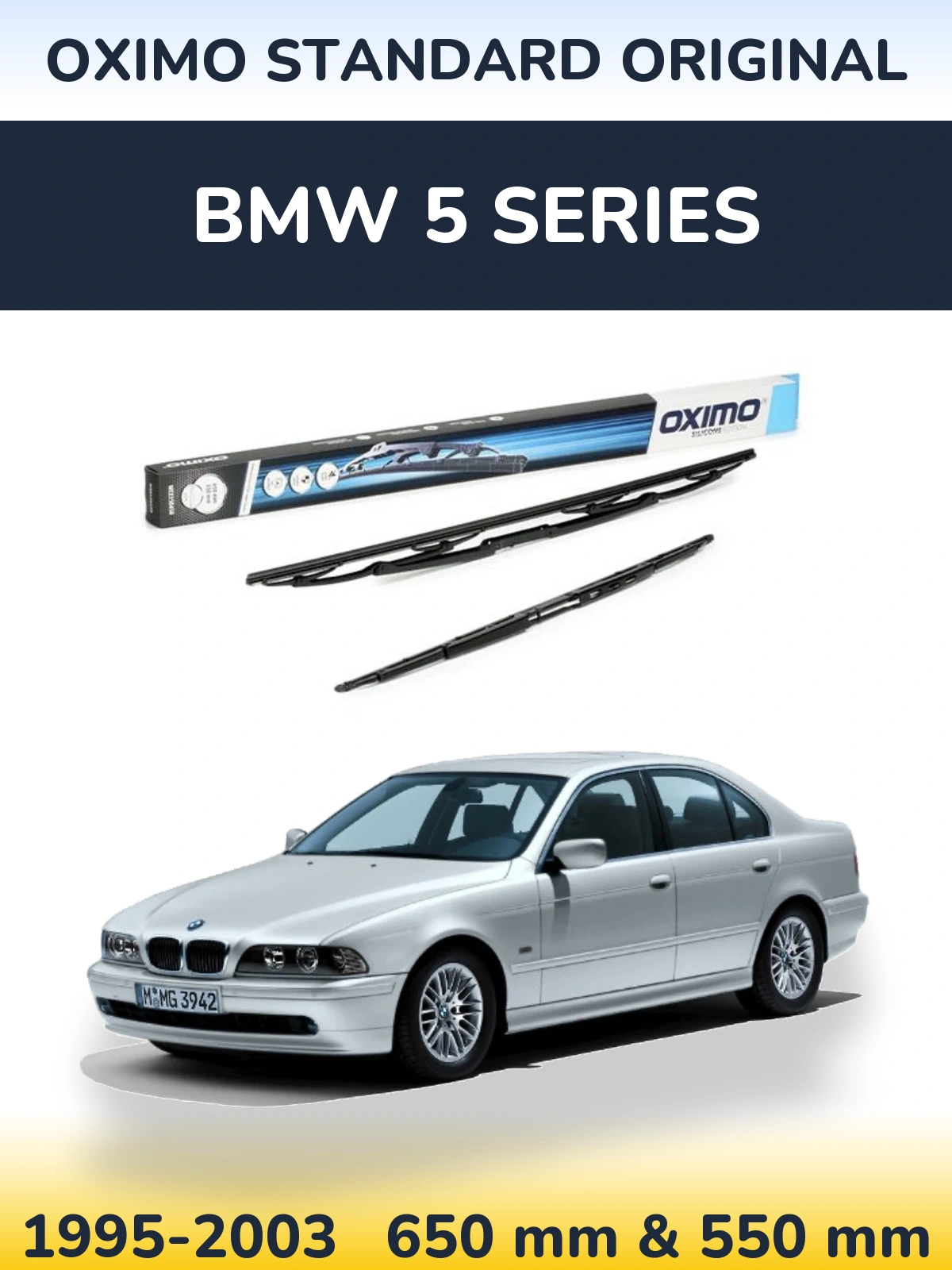 Front wiper blade set Oximo Standard Original 650 & 550 mm for BMW 5 Series 1995-2003