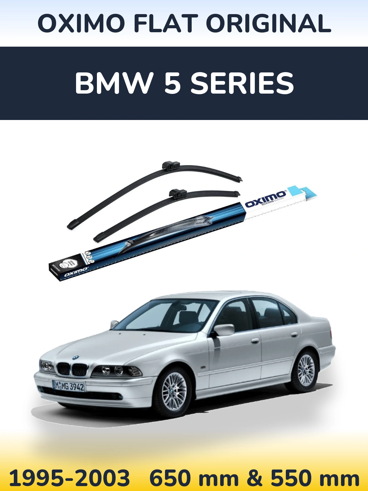 Комплект передніх щіток Oximo Flat Original 650 & 550 мм для BMW 5 Series 1995-2003