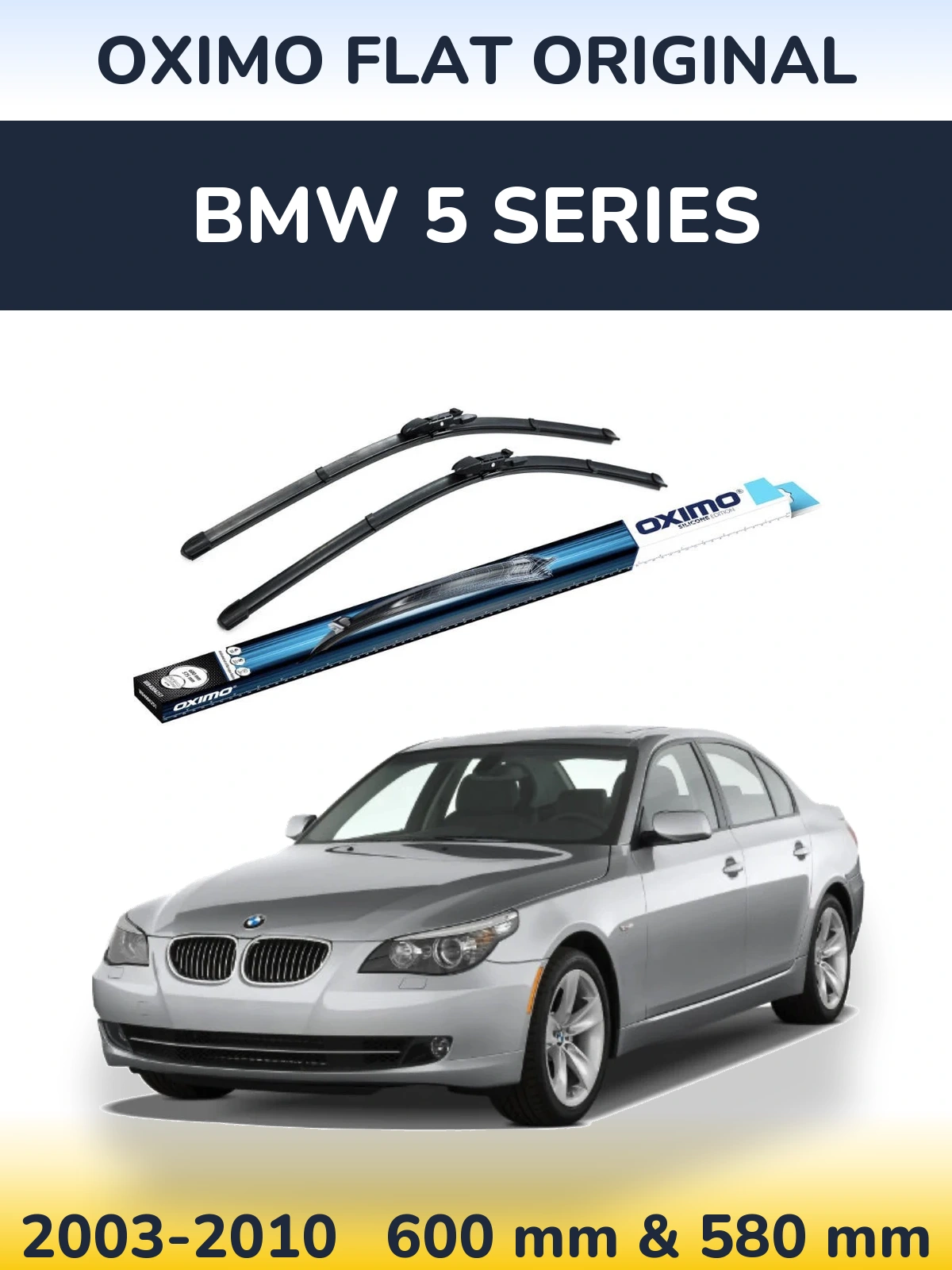Комплект передних дворников Oximo Flat Original 600 & 580 мм для BMW 5 Series 2003-2010