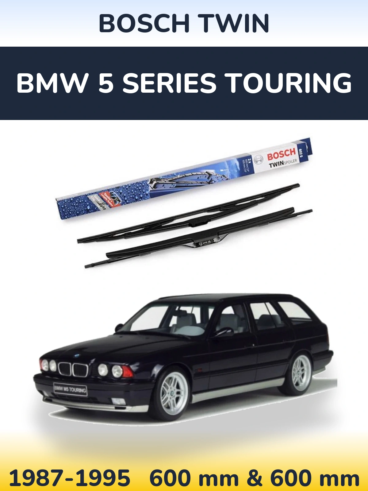 Front wiper blade set BOSCH Twin 600 & 600 мм for BMW 5 Series Touring 1987-1995