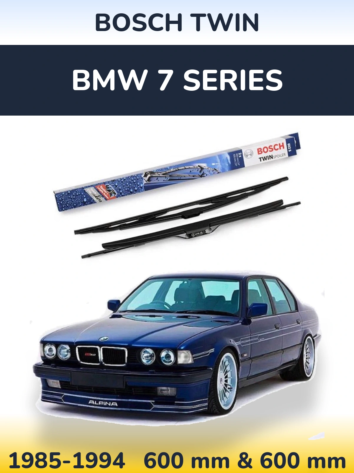 Front wiper blade set BOSCH Twin 600 & 600 мм for BMW 7 Series 1985-1994