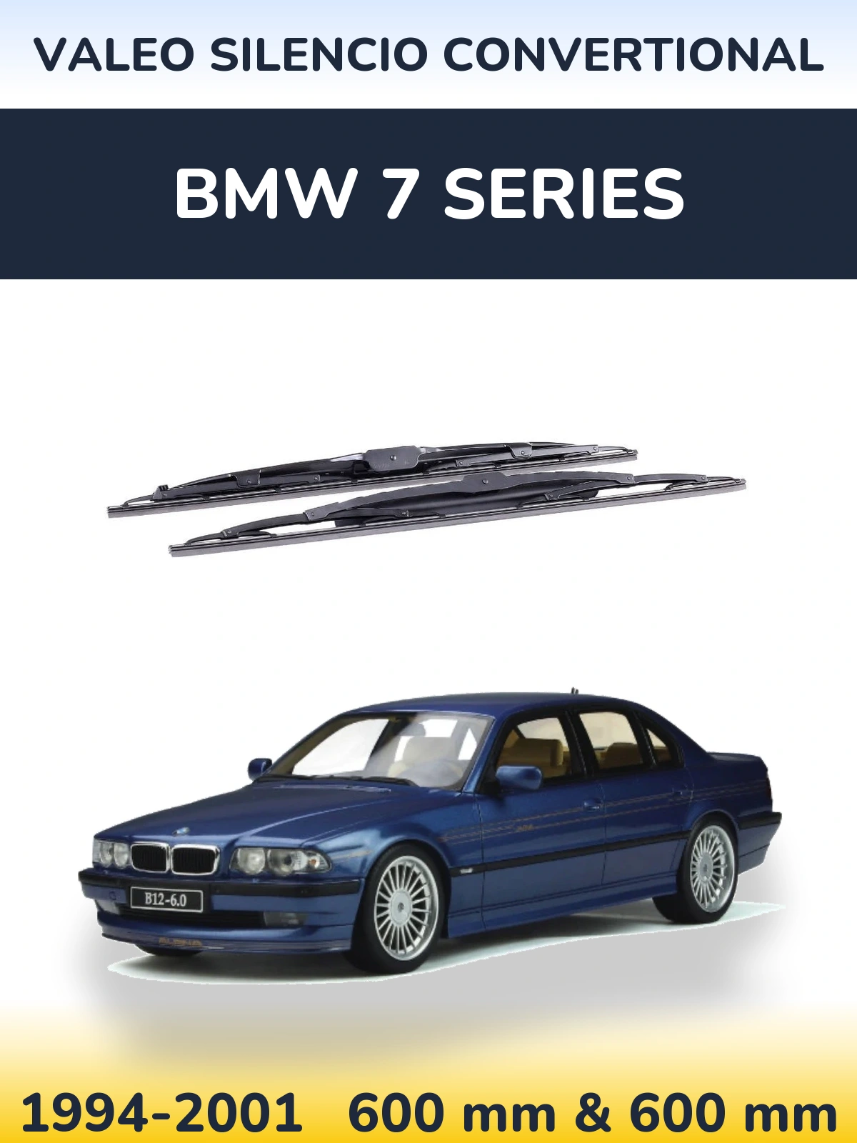 Komplet przednich wycieraczek Valeo Silencio Convertional 600 & 600 mm do BMW Seria 7 1994-2001