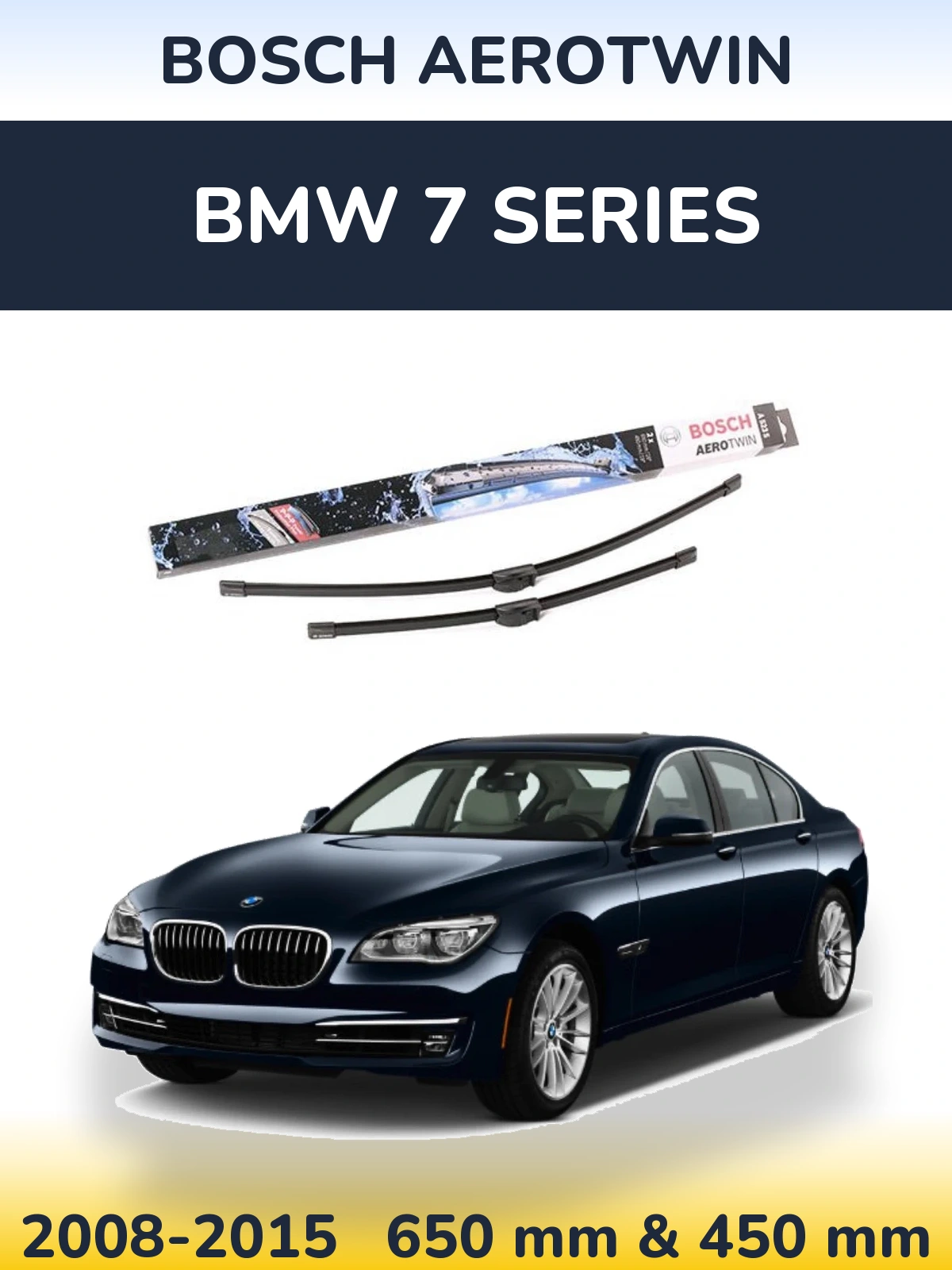 Front wiper blade set BOSCH AeroTwin 650 & 450 мм for BMW 7 Series 2008-2015