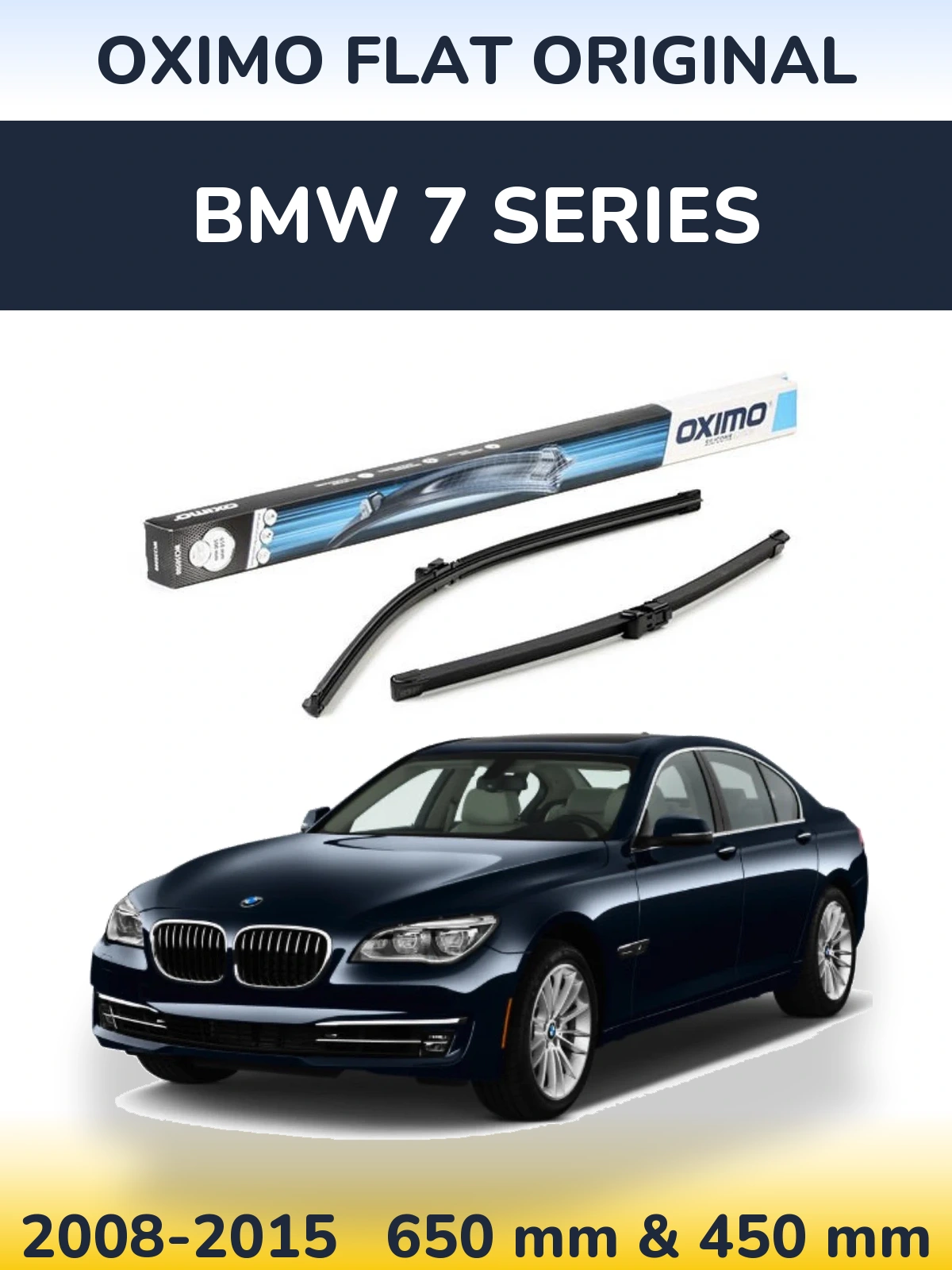 Front wiper blade set Oximo Flat Original 650 & 450 мм for BMW 7 Series 2008-2015